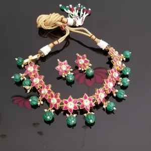 Hard Gold Plated Ahemdabadi Kundan Necklace Set BT23