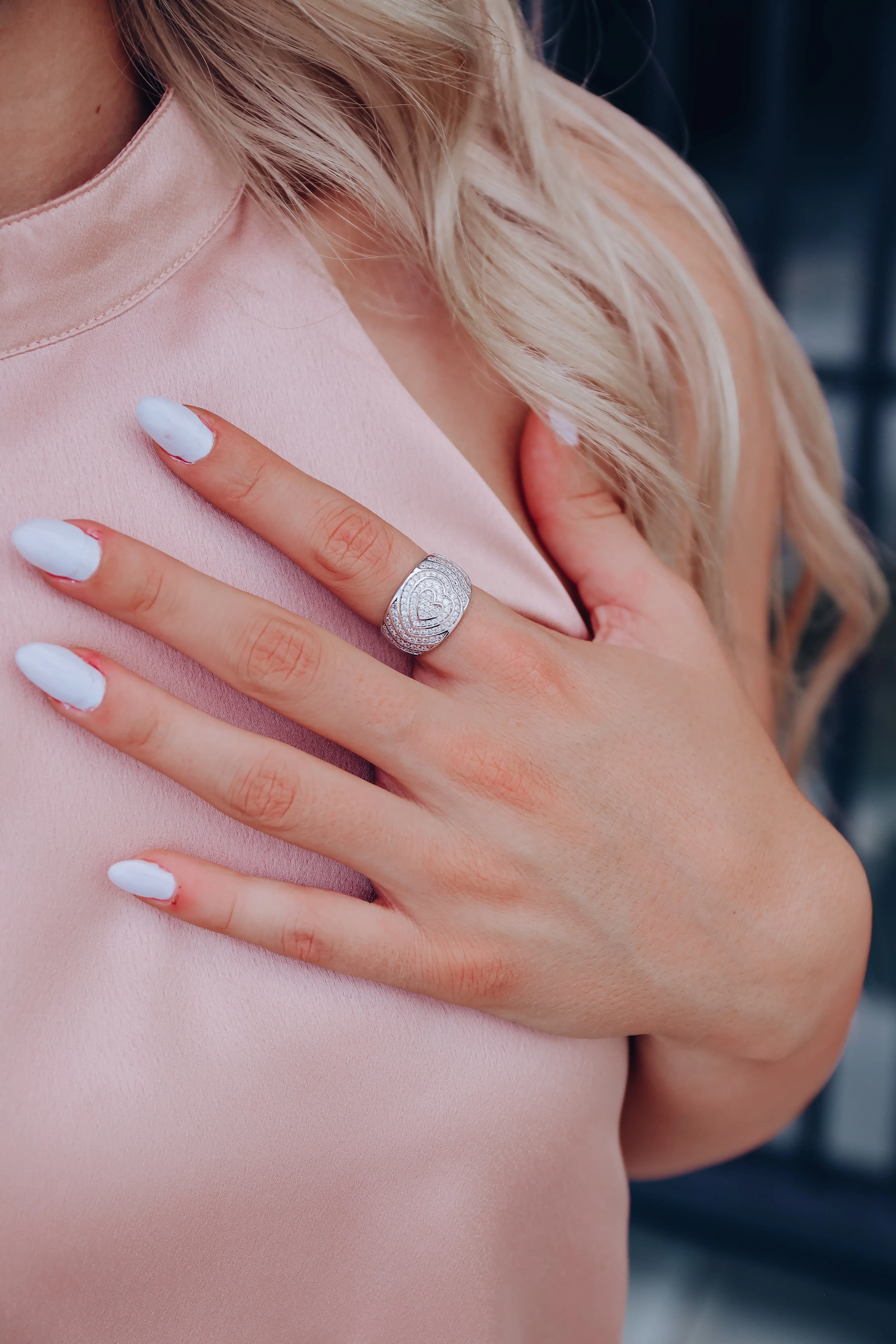 Hattie Heart Crystal Statement Ring
