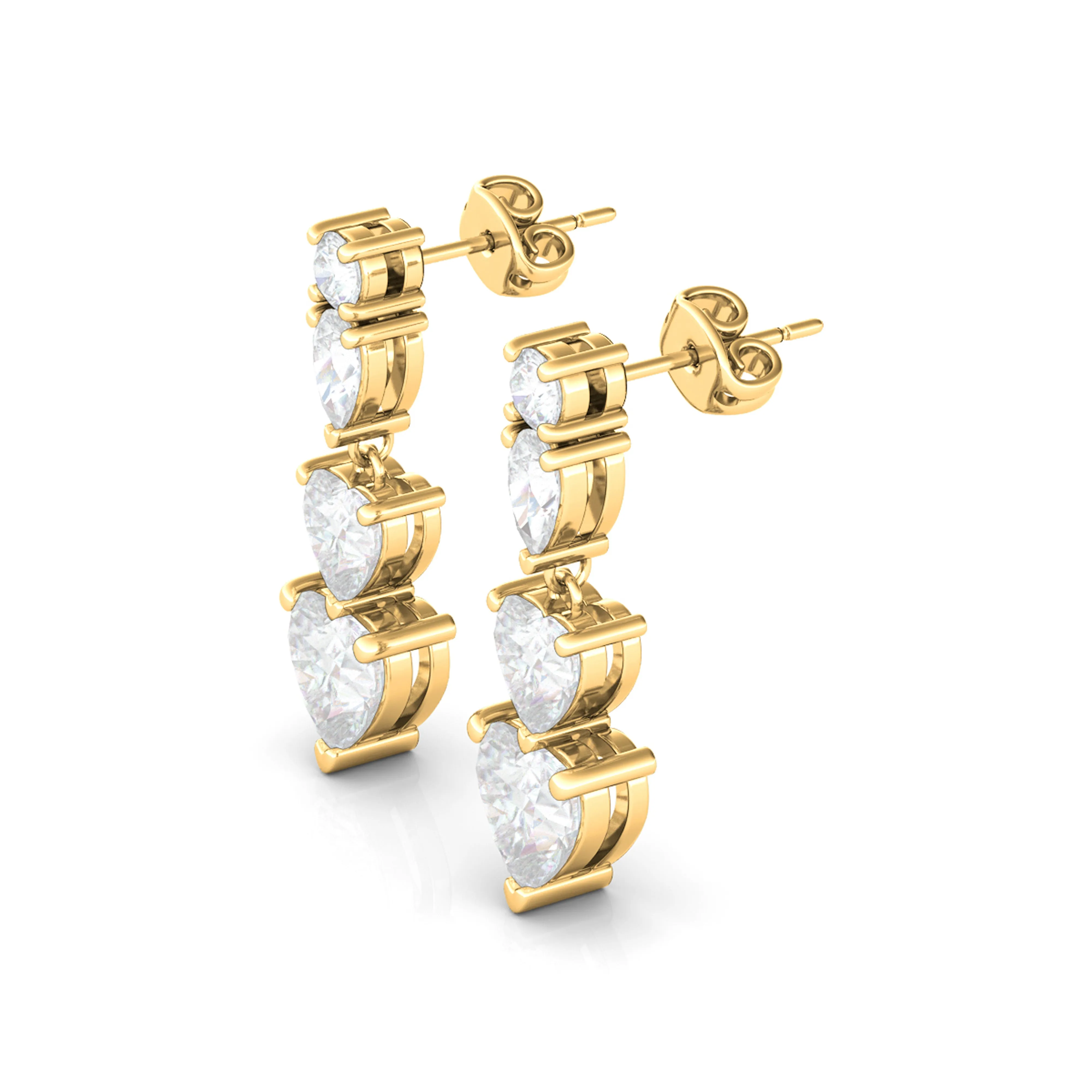 Heart Shape Diamond Drop Earrings