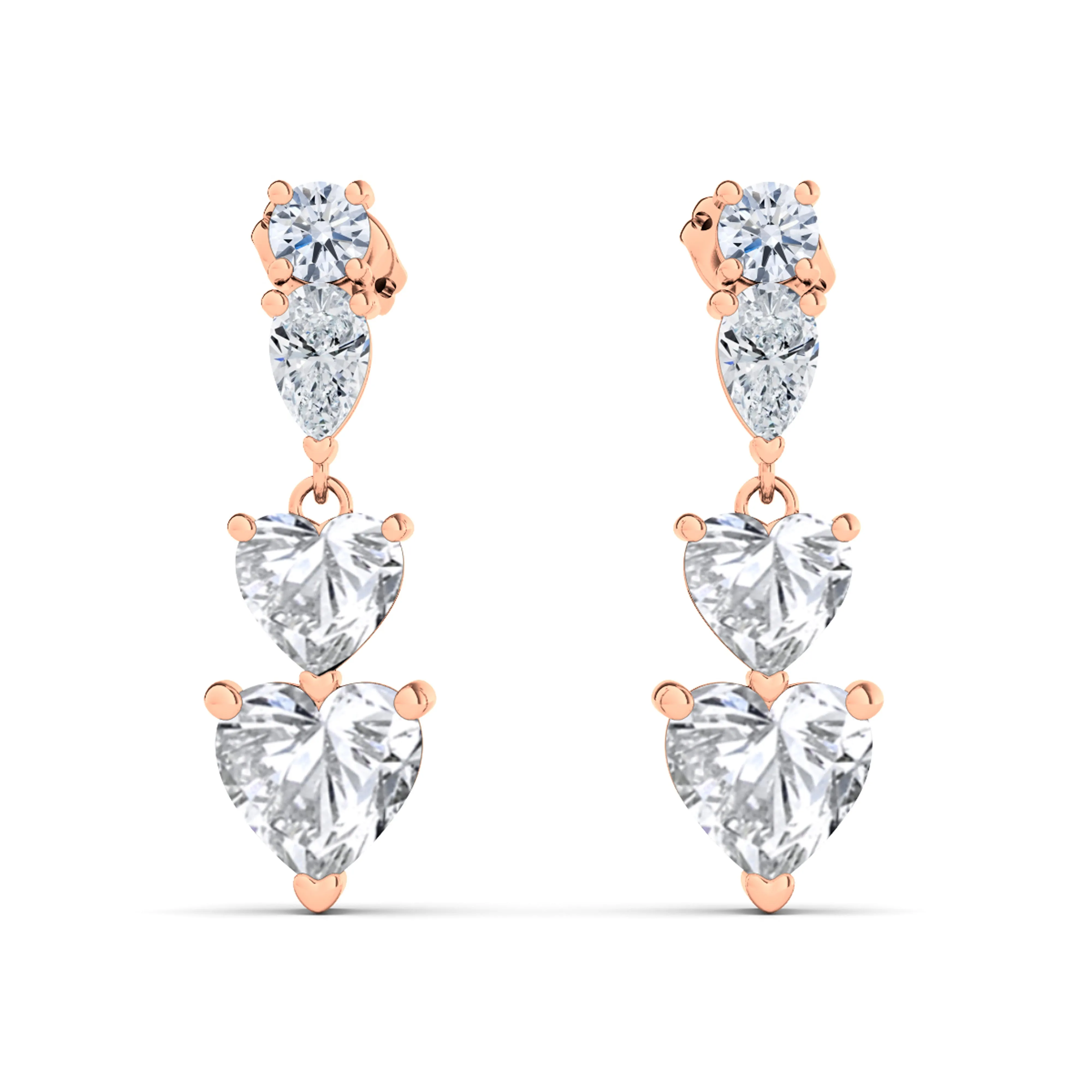 Heart Shape Diamond Drop Earrings