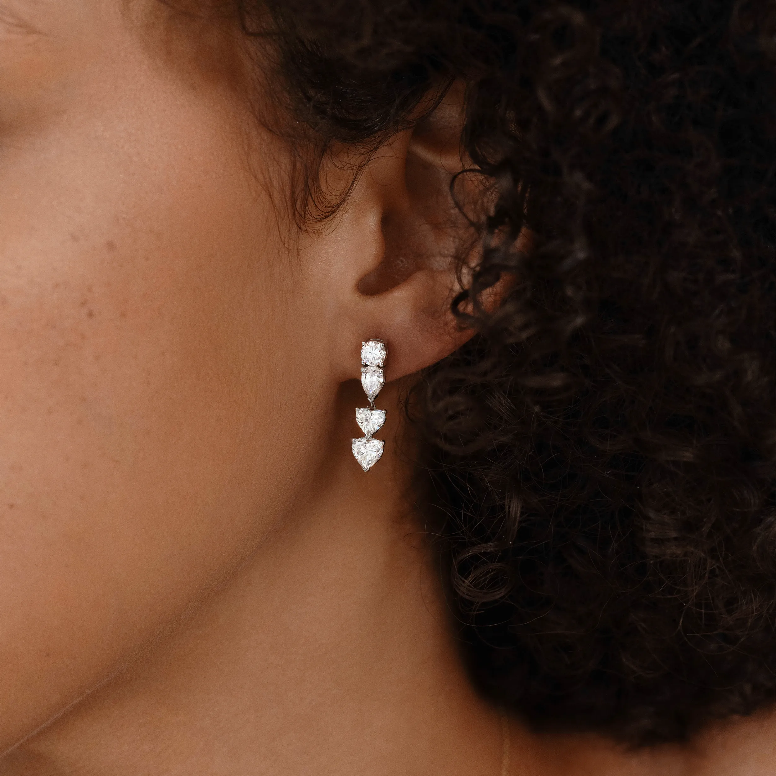 Heart Shape Diamond Drop Earrings