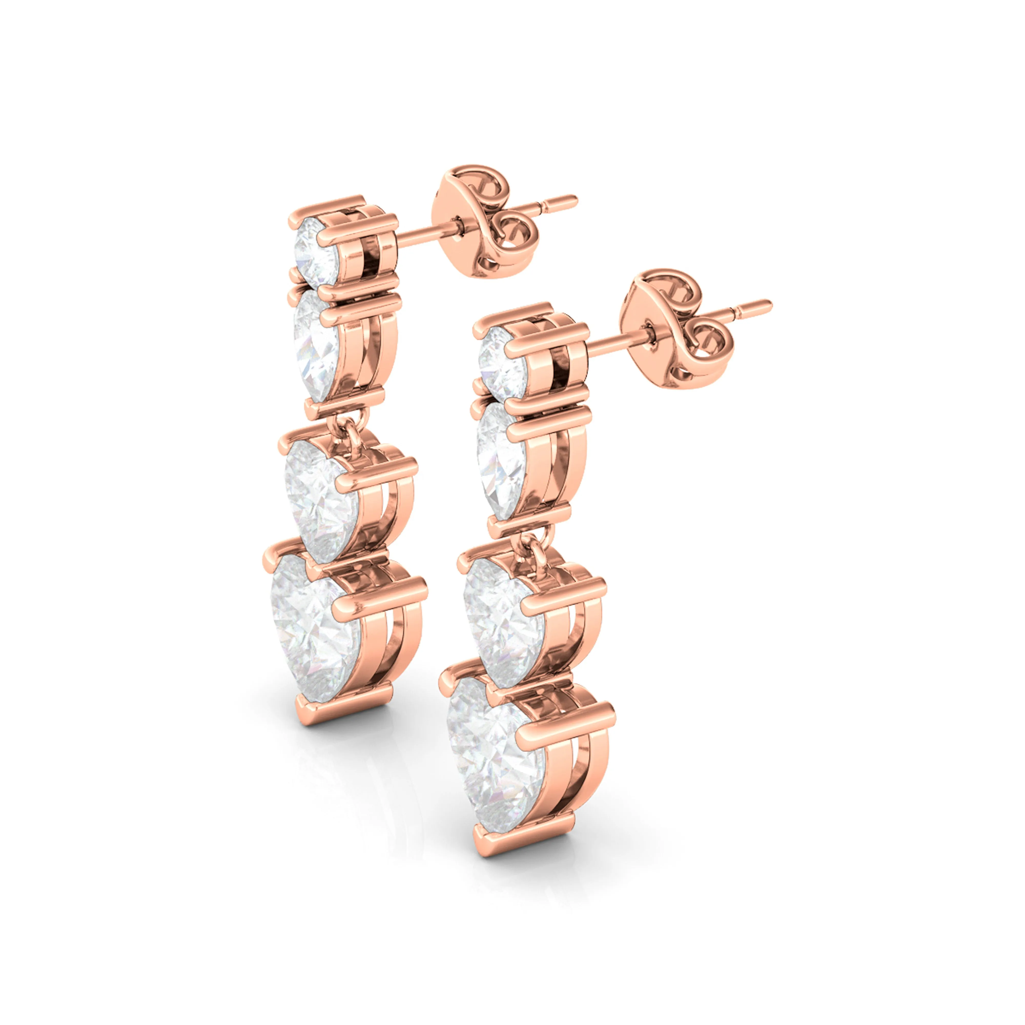Heart Shape Diamond Drop Earrings