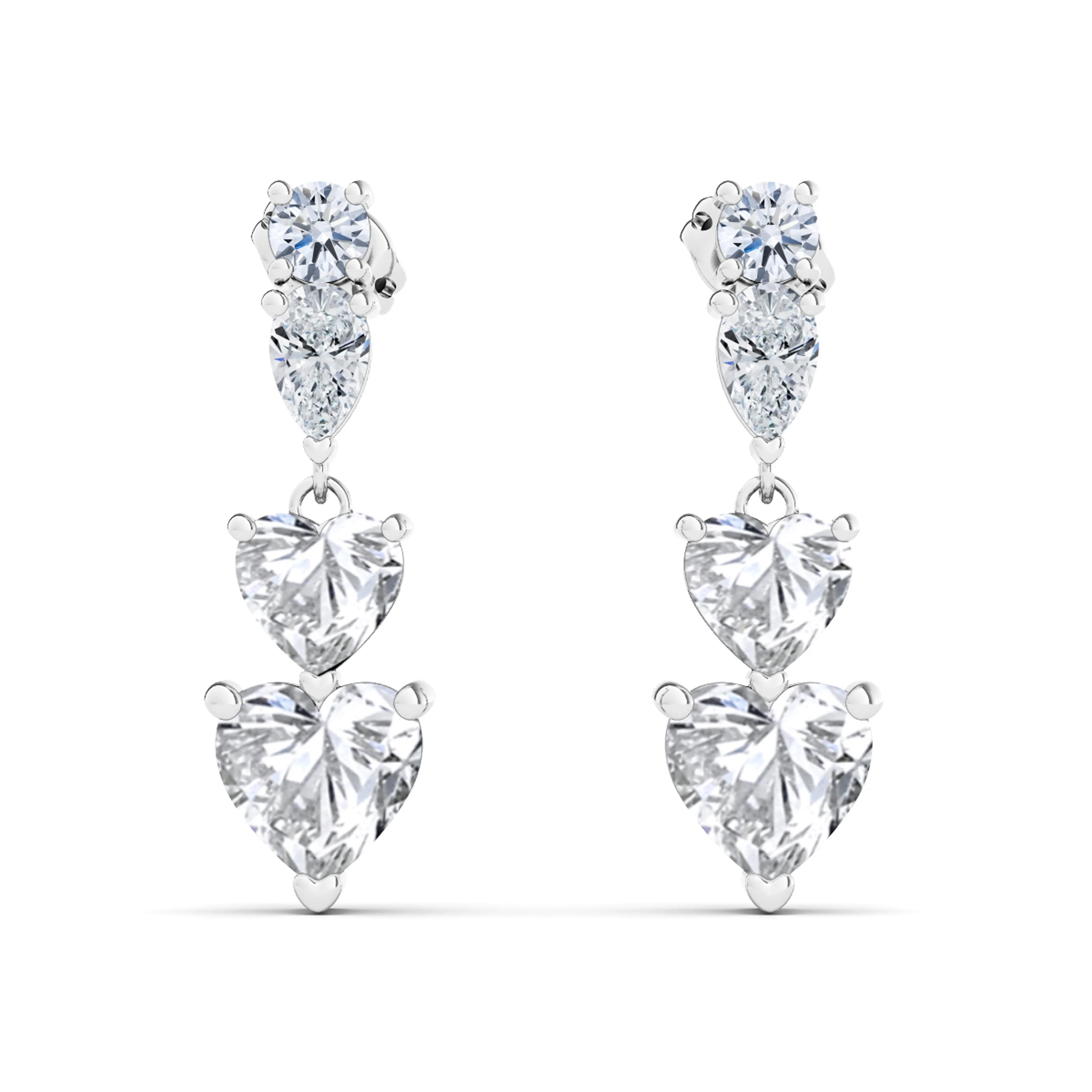 Heart Shape Diamond Drop Earrings