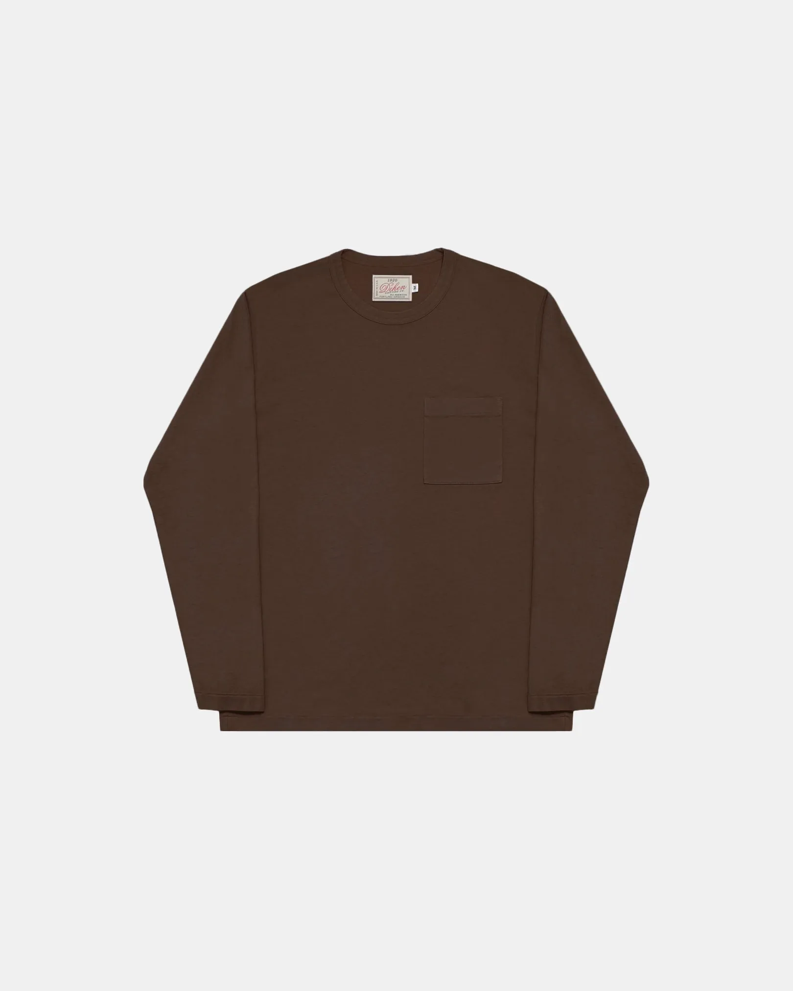 Heavy Duty Long Sleeve Tee - Single Pocket -Brown