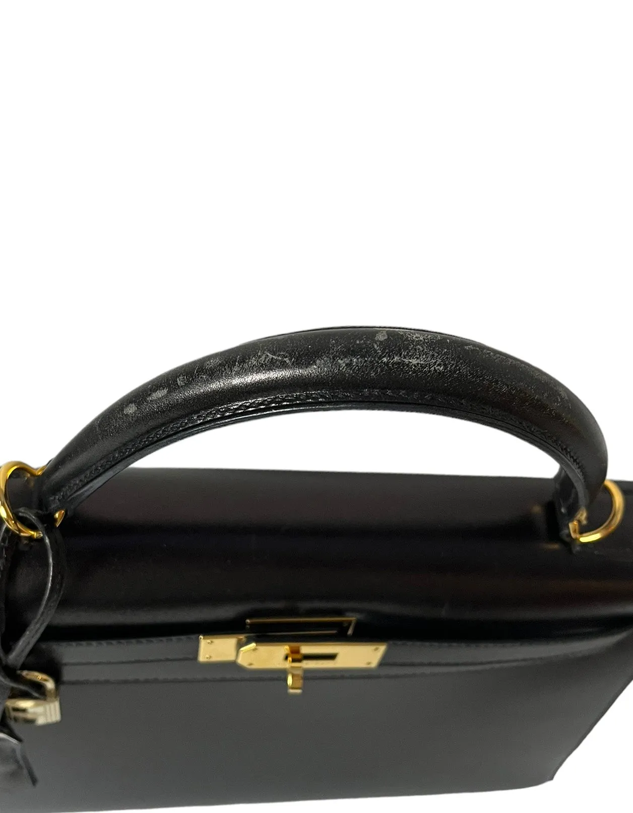 Hermes 32cm Black Box Leather Sellier Kelly Bag GHW