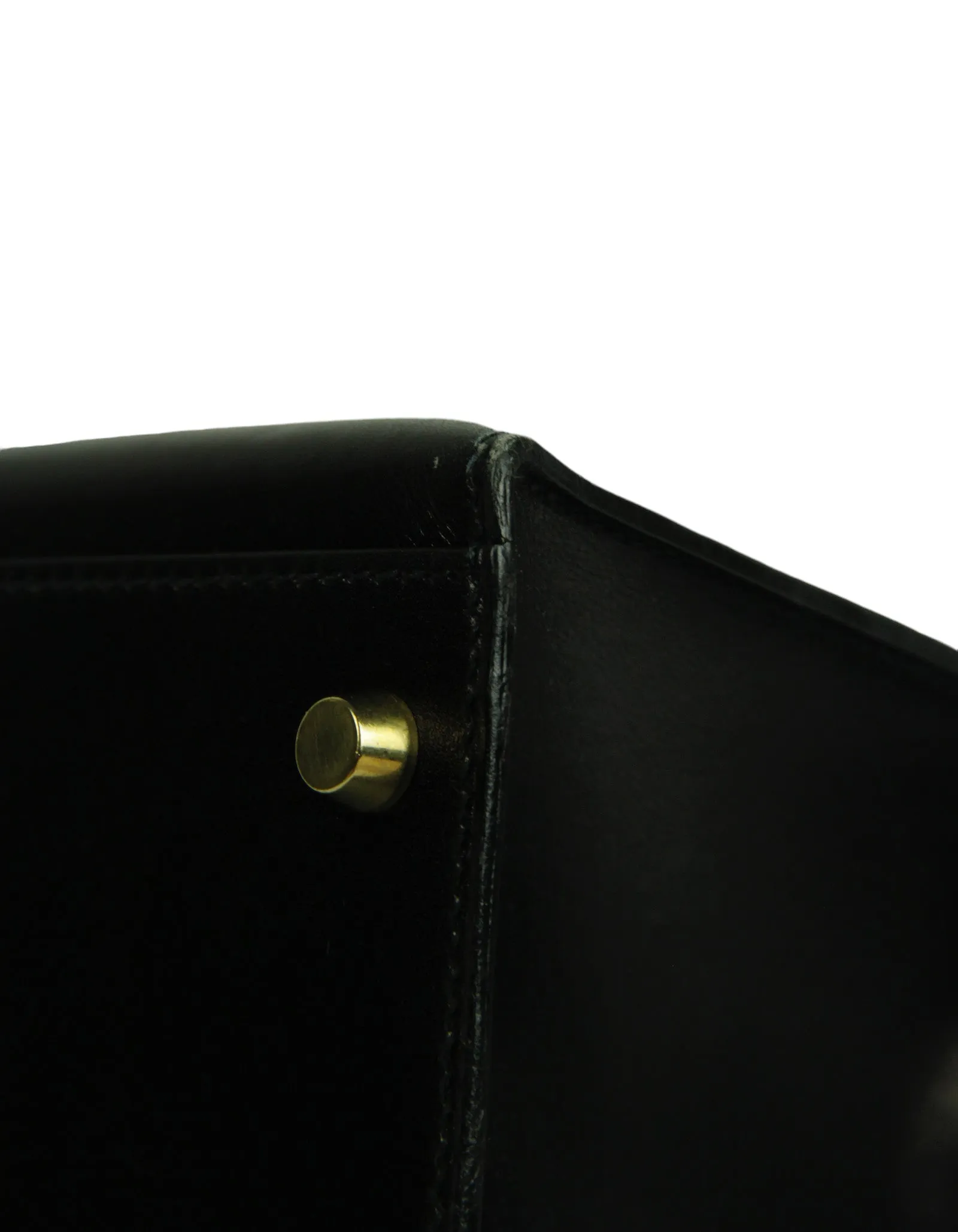 Hermes 32cm Black Box Leather Sellier Kelly Bag GHW