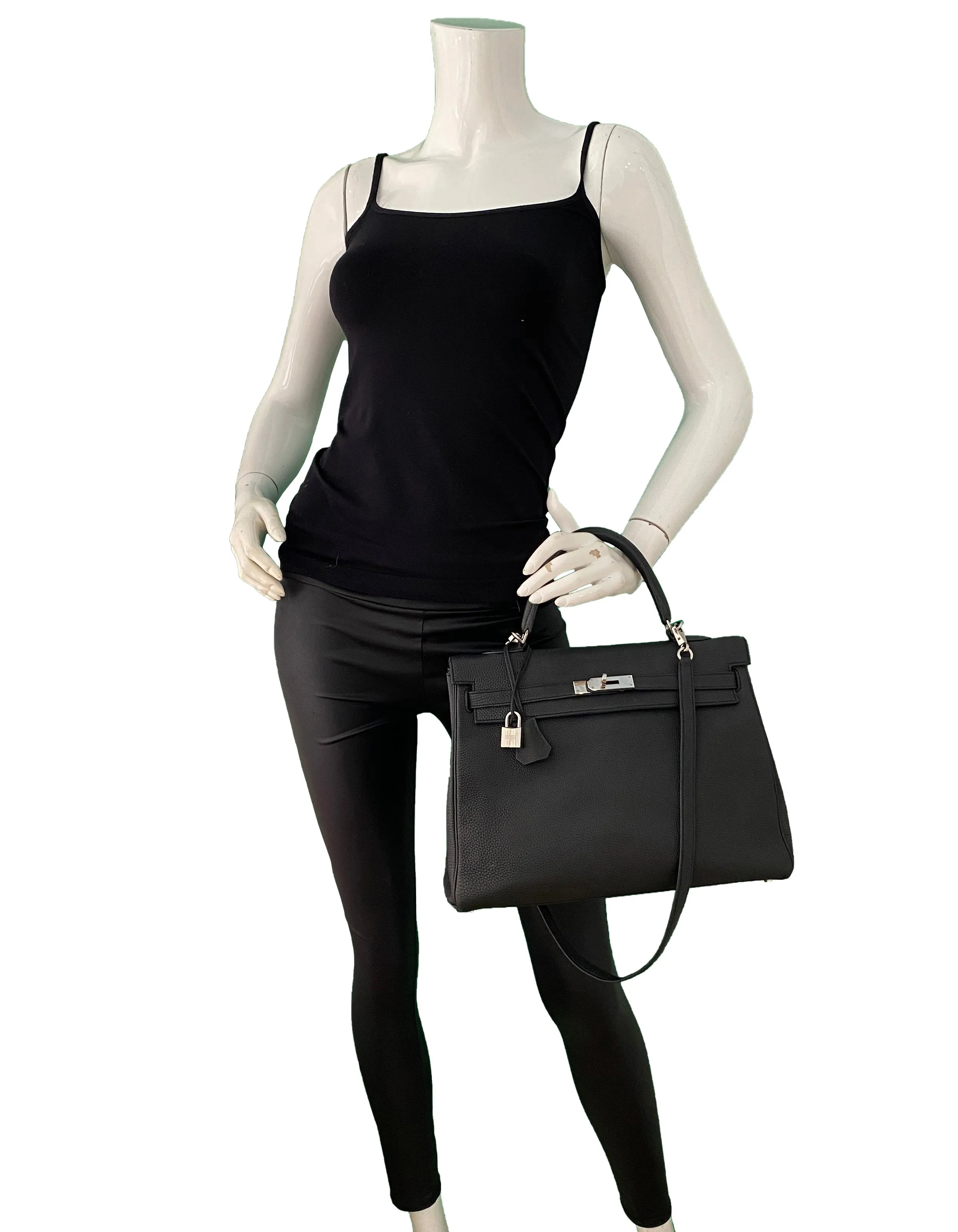 Hermes 35cm Black Togo Leather Kelly Bag PHW