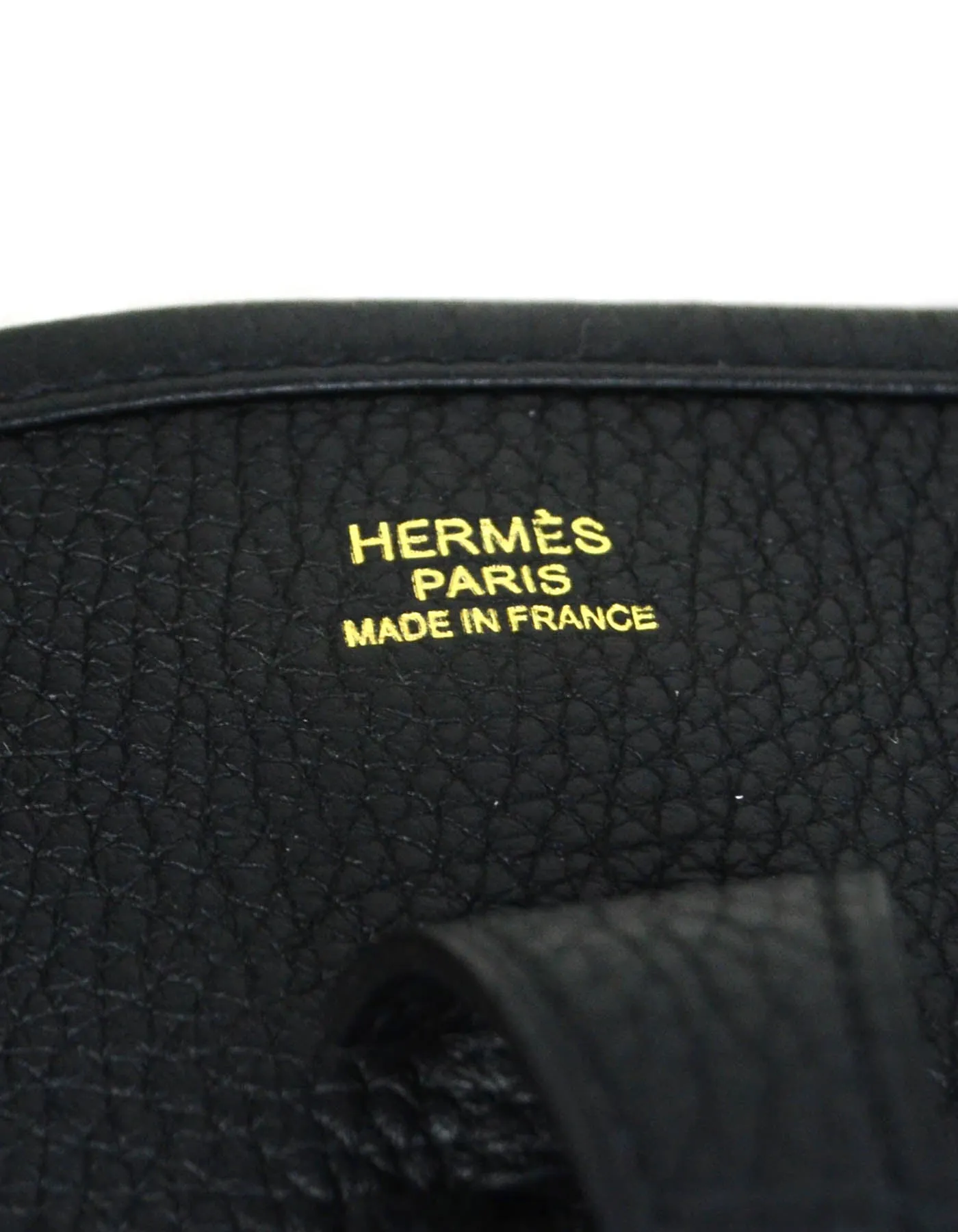 Hermes Black/Gold Taurillon Clemence Leather Evelyne III 29cm PM Bag