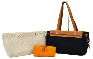 HERMES Calfskin Leather Herbag Cabas PM 2 in 1 Shoulder Bag
