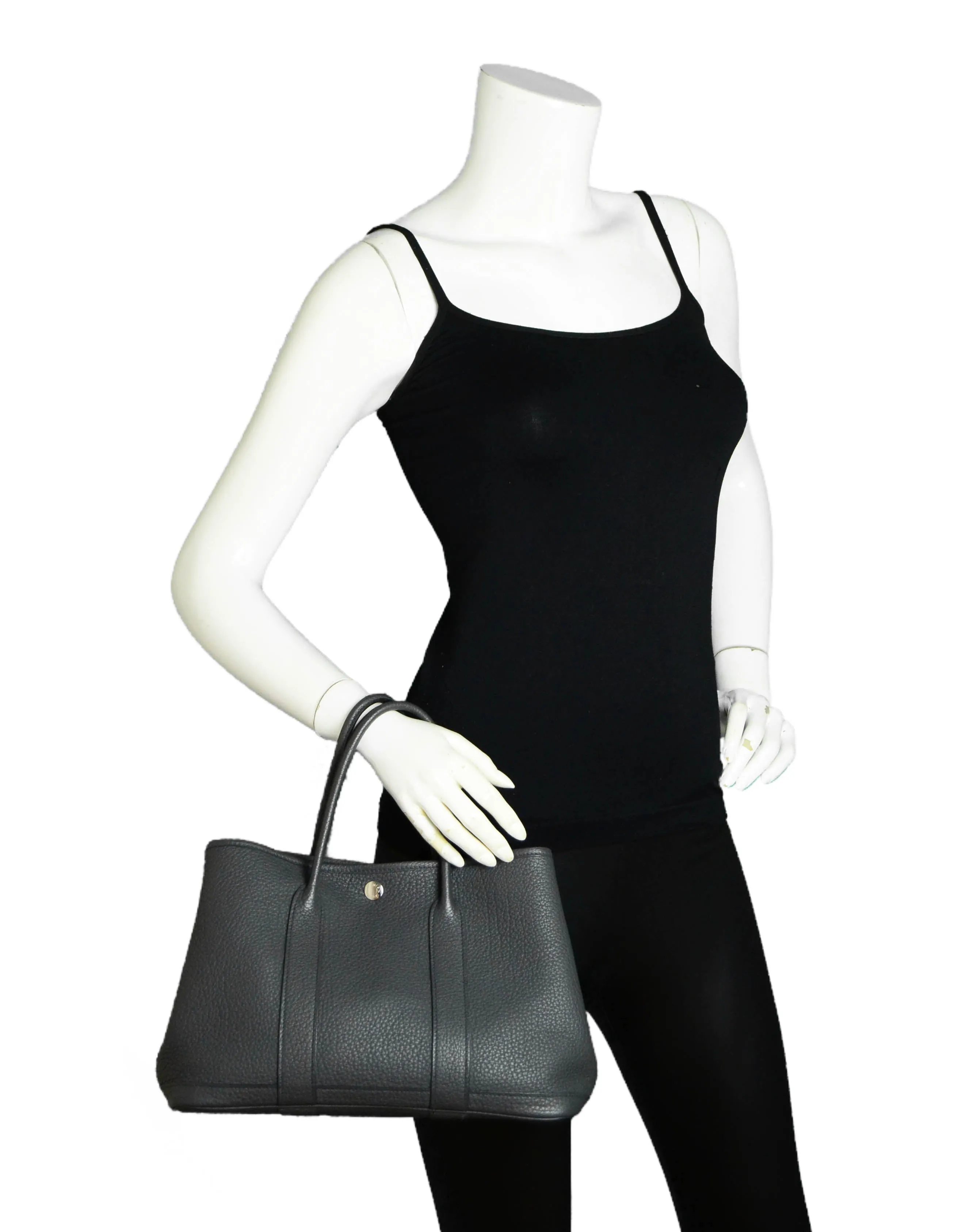 Hermes Dark Grey Negonda Leather Garden Party 30 TPM Bag
