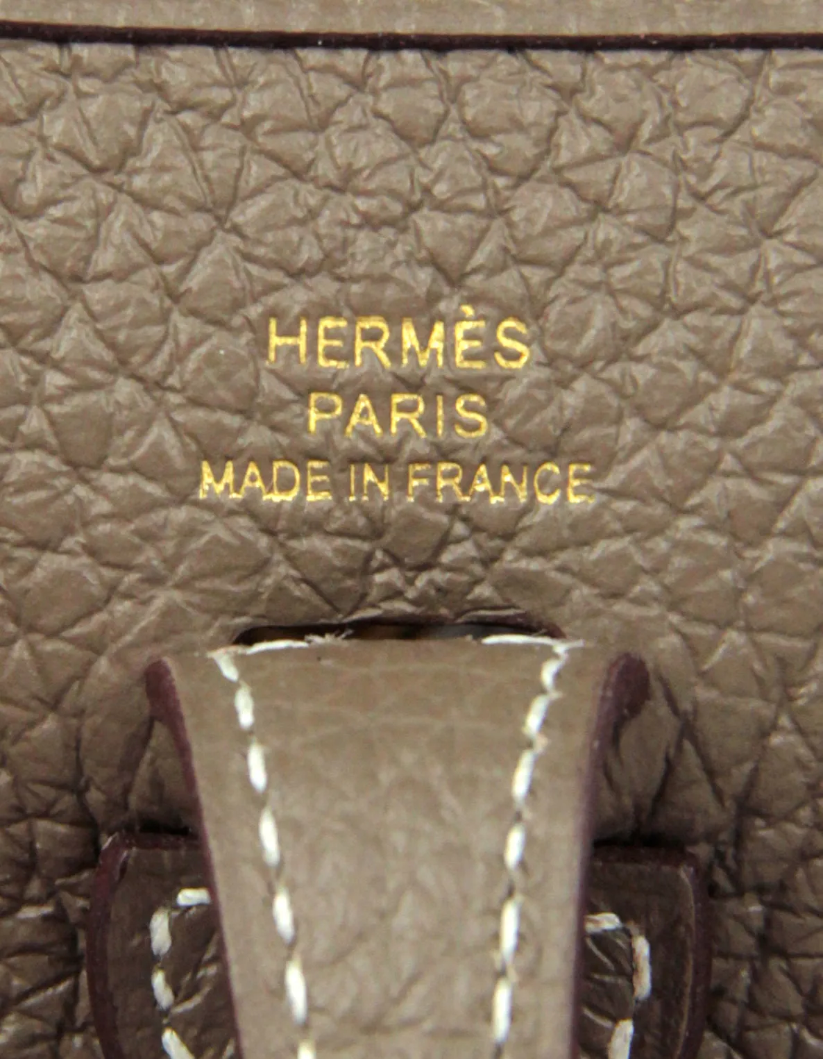 Hermes Etoupe/ Bleu Indigo Taurillon Clemence Evelyne TPM Crossbody Bag
