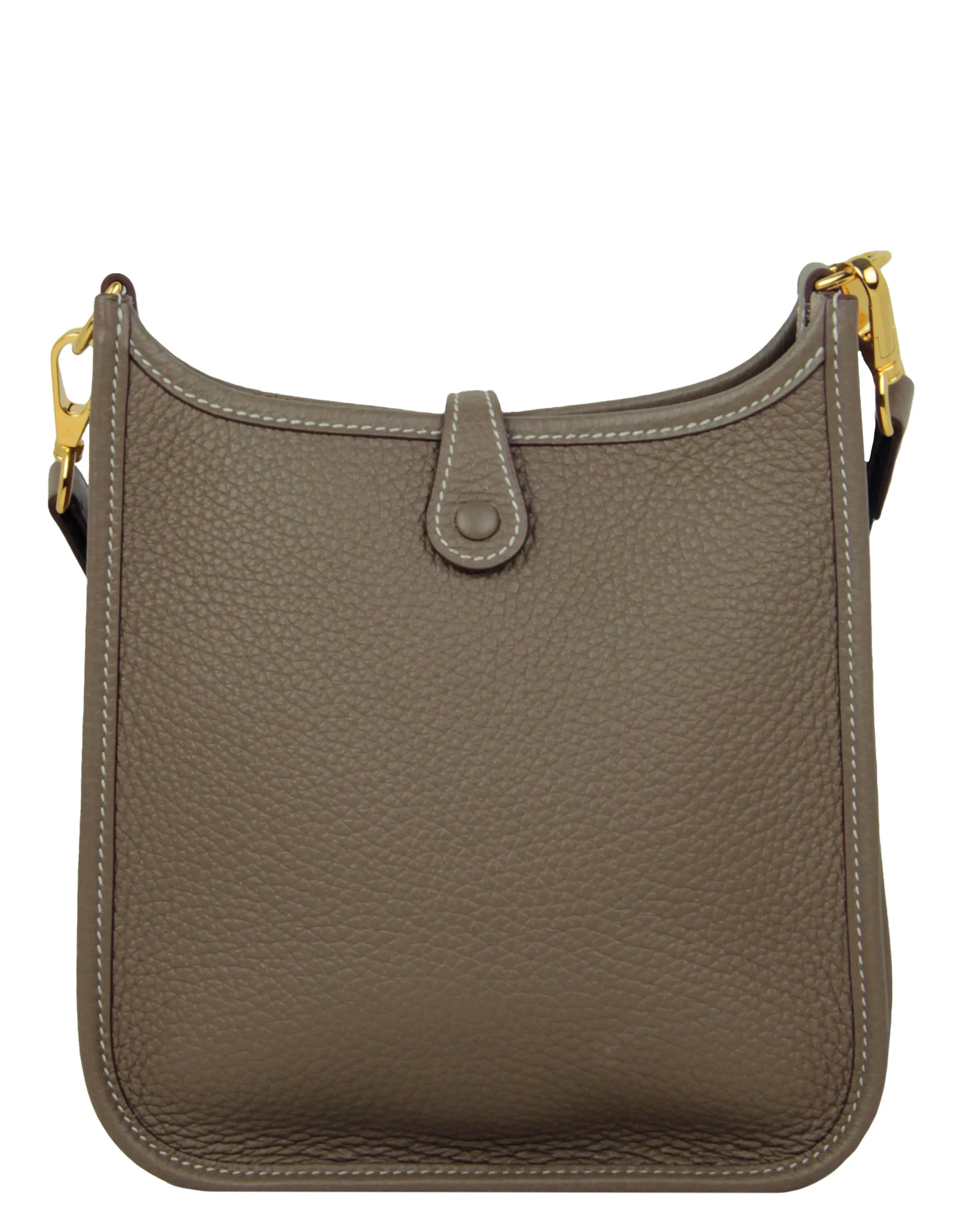 Hermes Etoupe/ Bleu Indigo Taurillon Clemence Evelyne TPM Crossbody Bag