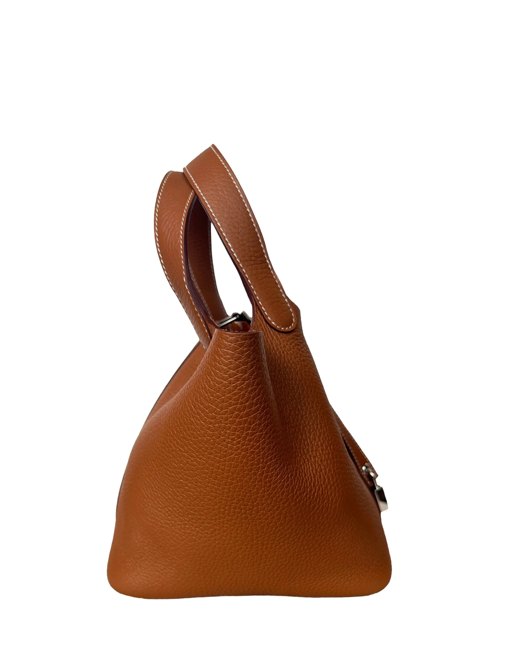 Hermes Gold Tan Taurillon Clemence Leather Picotin Lock 18 PM Bag