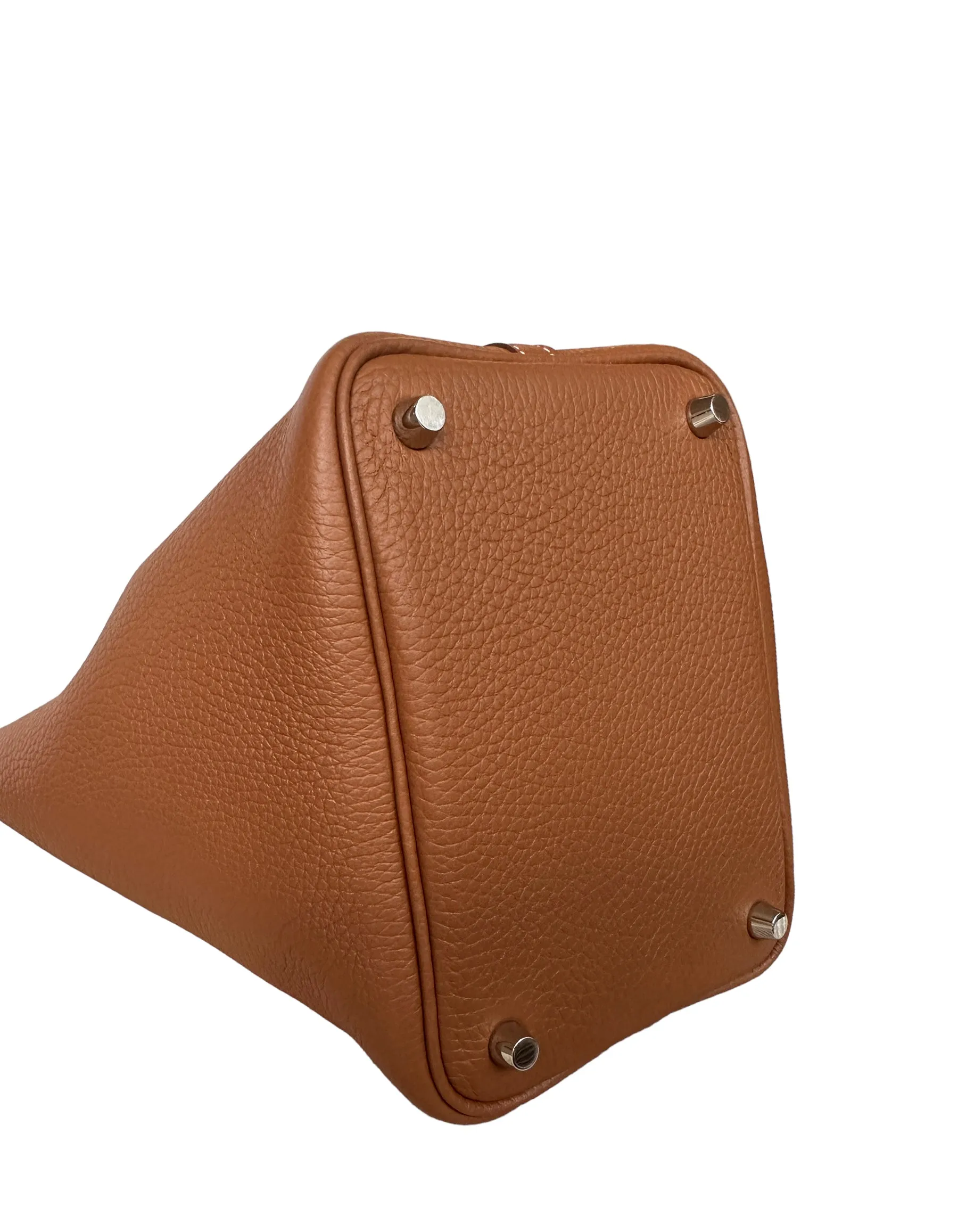 Hermes Gold Tan Taurillon Clemence Leather Picotin Lock 18 PM Bag