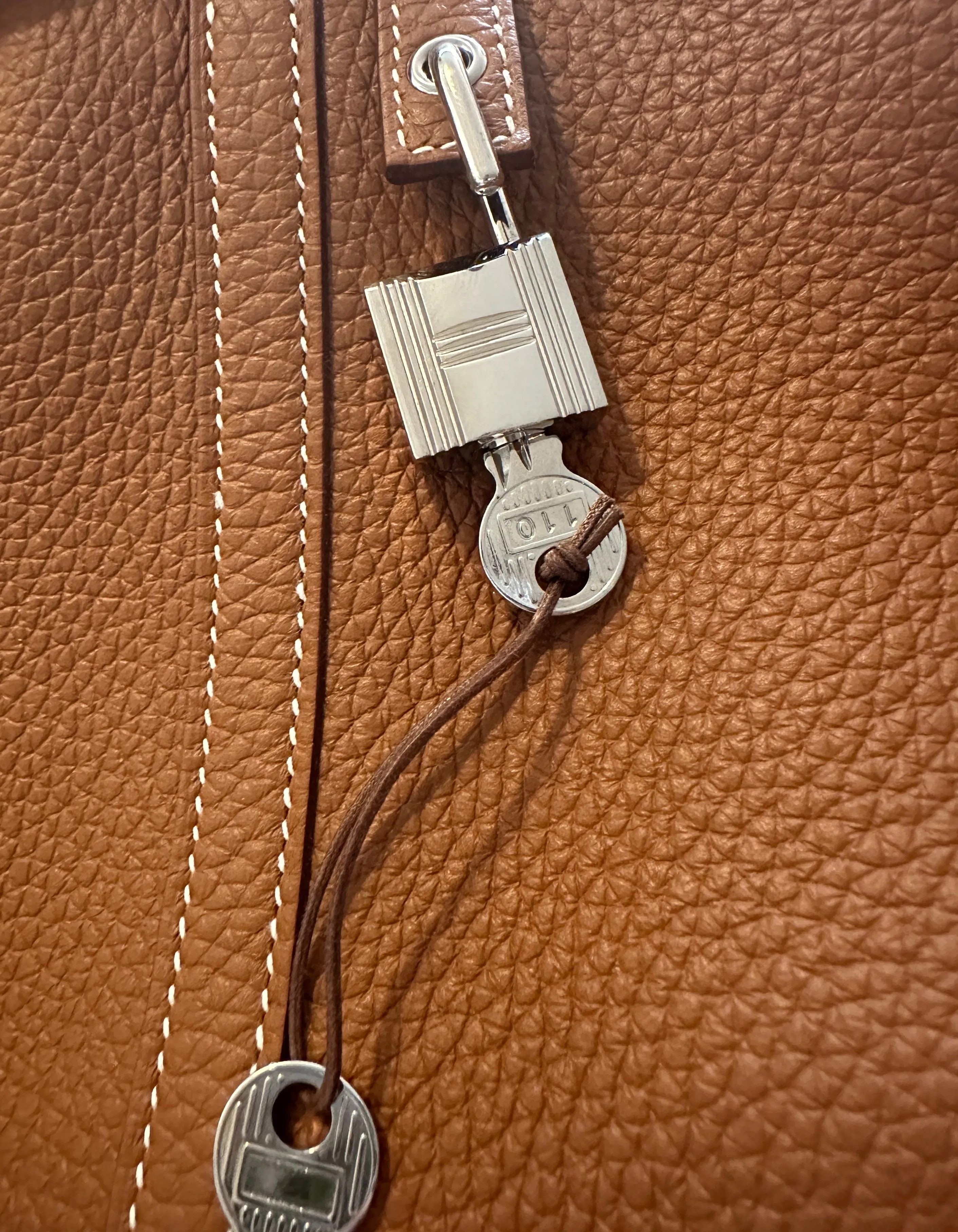 Hermes Gold Tan Taurillon Clemence Leather Picotin Lock 18 PM Bag