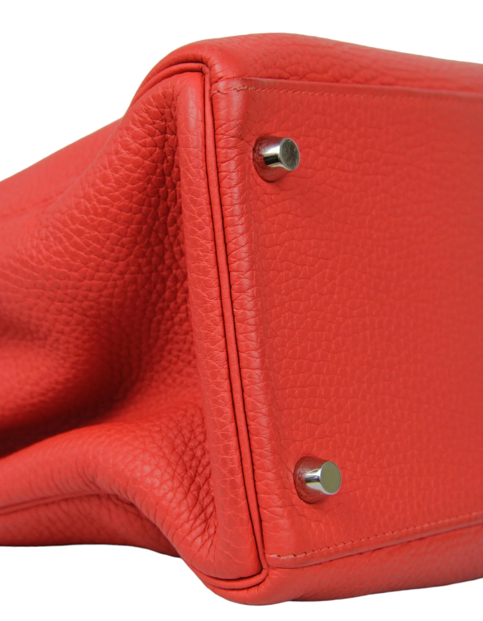 Hermes Red Togo Leather 35cm Kelly Bag PHW