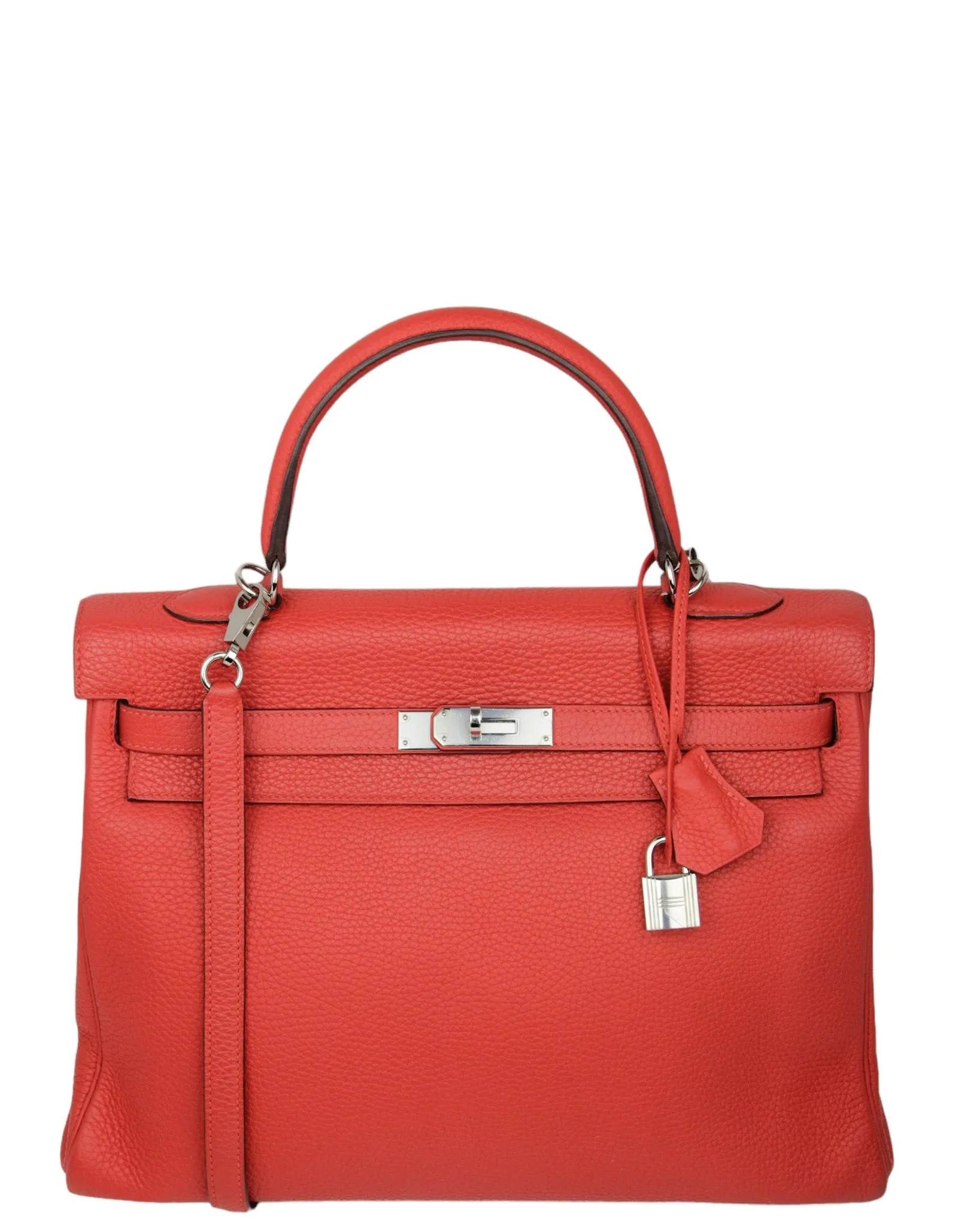 Hermes Red Togo Leather 35cm Kelly Bag PHW