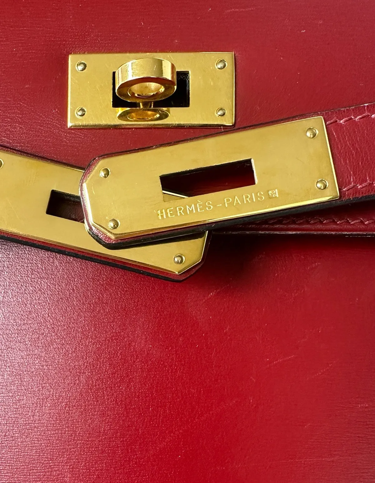 Hermes Rouge H Leather 28cm Kelly Sellier Bag GHW