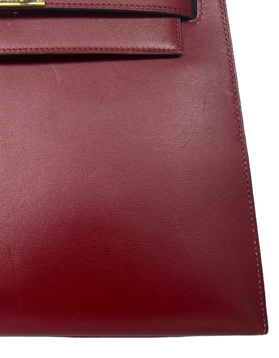 Hermes Rouge H Leather 28cm Kelly Sellier Bag GHW