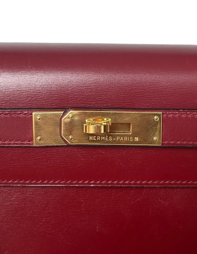 Hermes Rouge H Leather 28cm Kelly Sellier Bag GHW