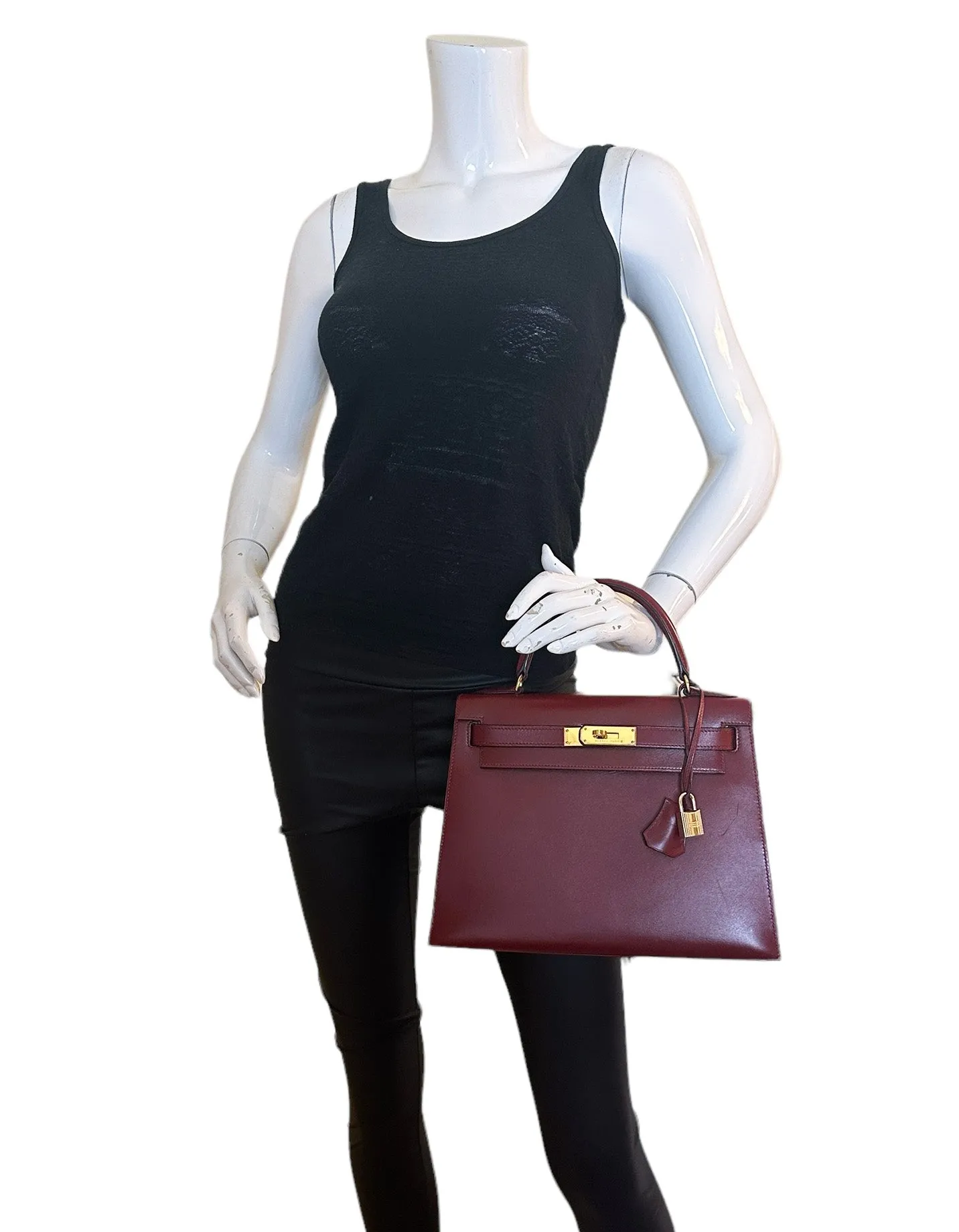Hermes Rouge H Leather 28cm Kelly Sellier Bag GHW