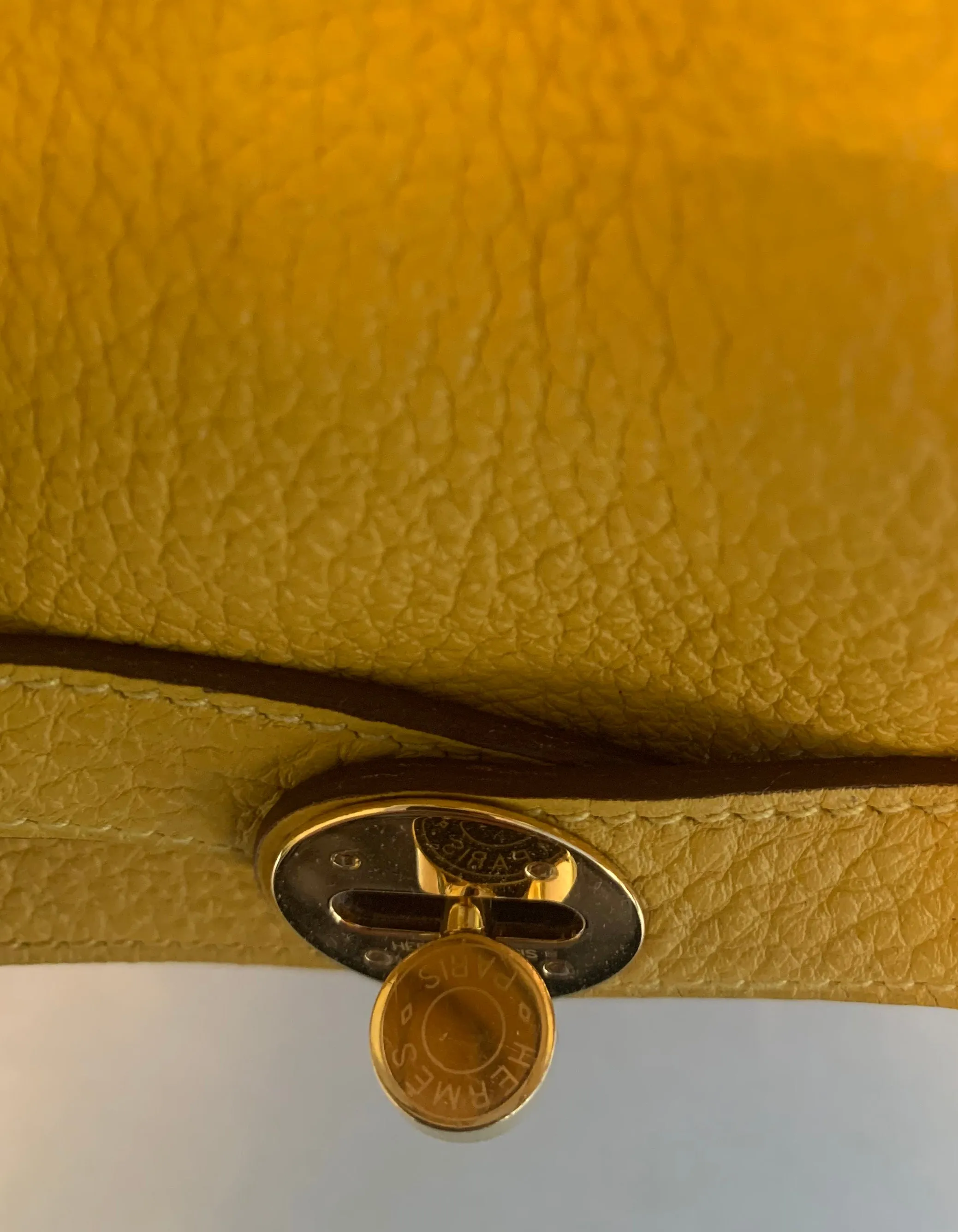 Hermes Yellow Clemence Leather Lindy 30 Bag