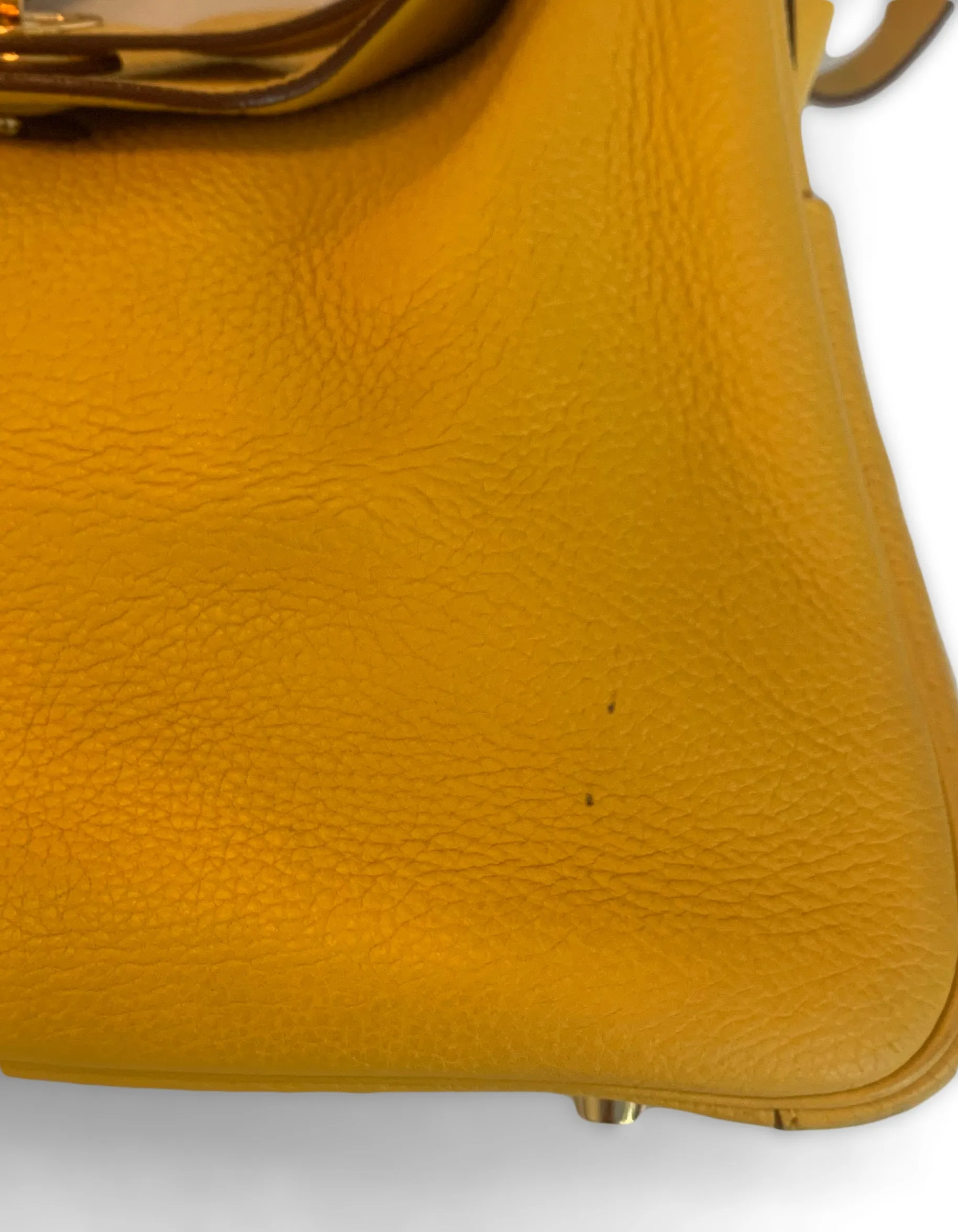 Hermes Yellow Clemence Leather Lindy 30 Bag