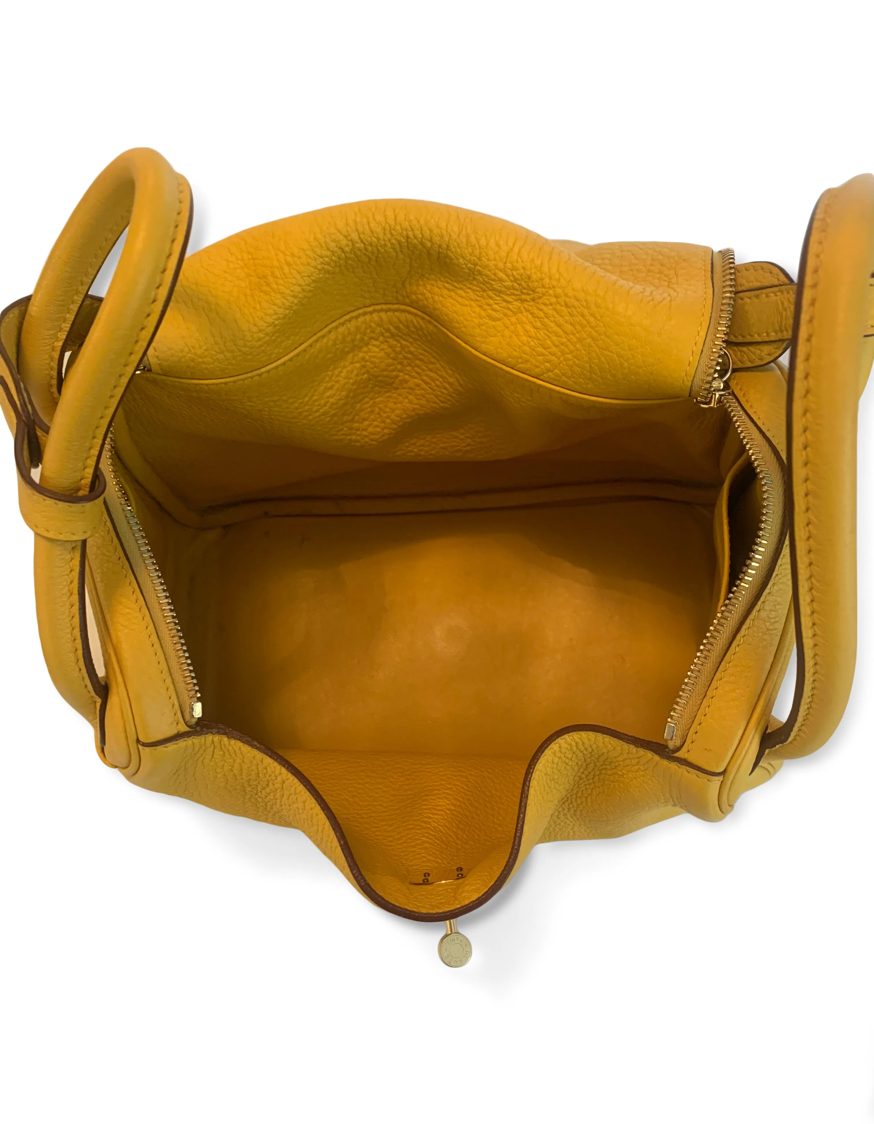 Hermes Yellow Clemence Leather Lindy 30 Bag