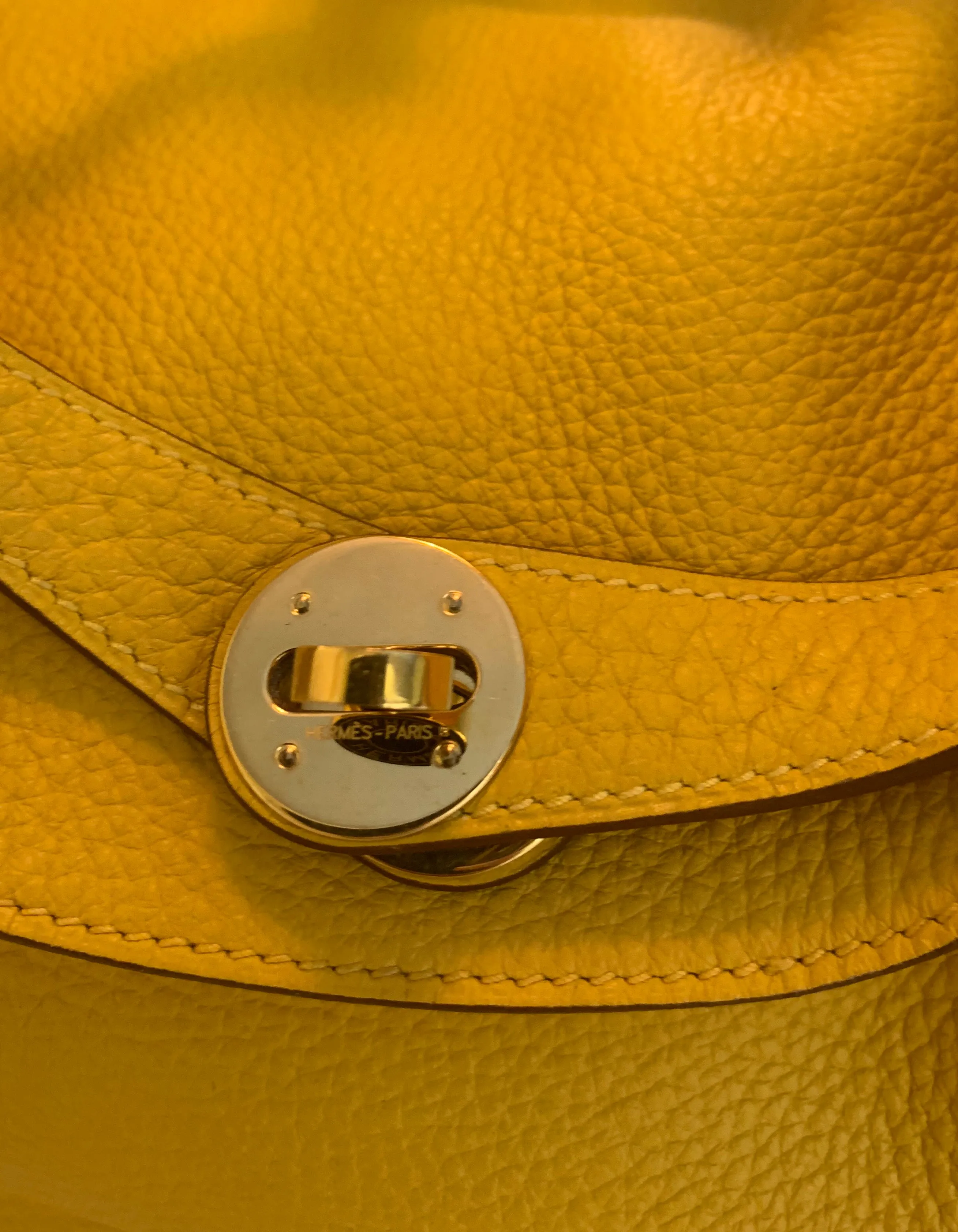 Hermes Yellow Clemence Leather Lindy 30 Bag