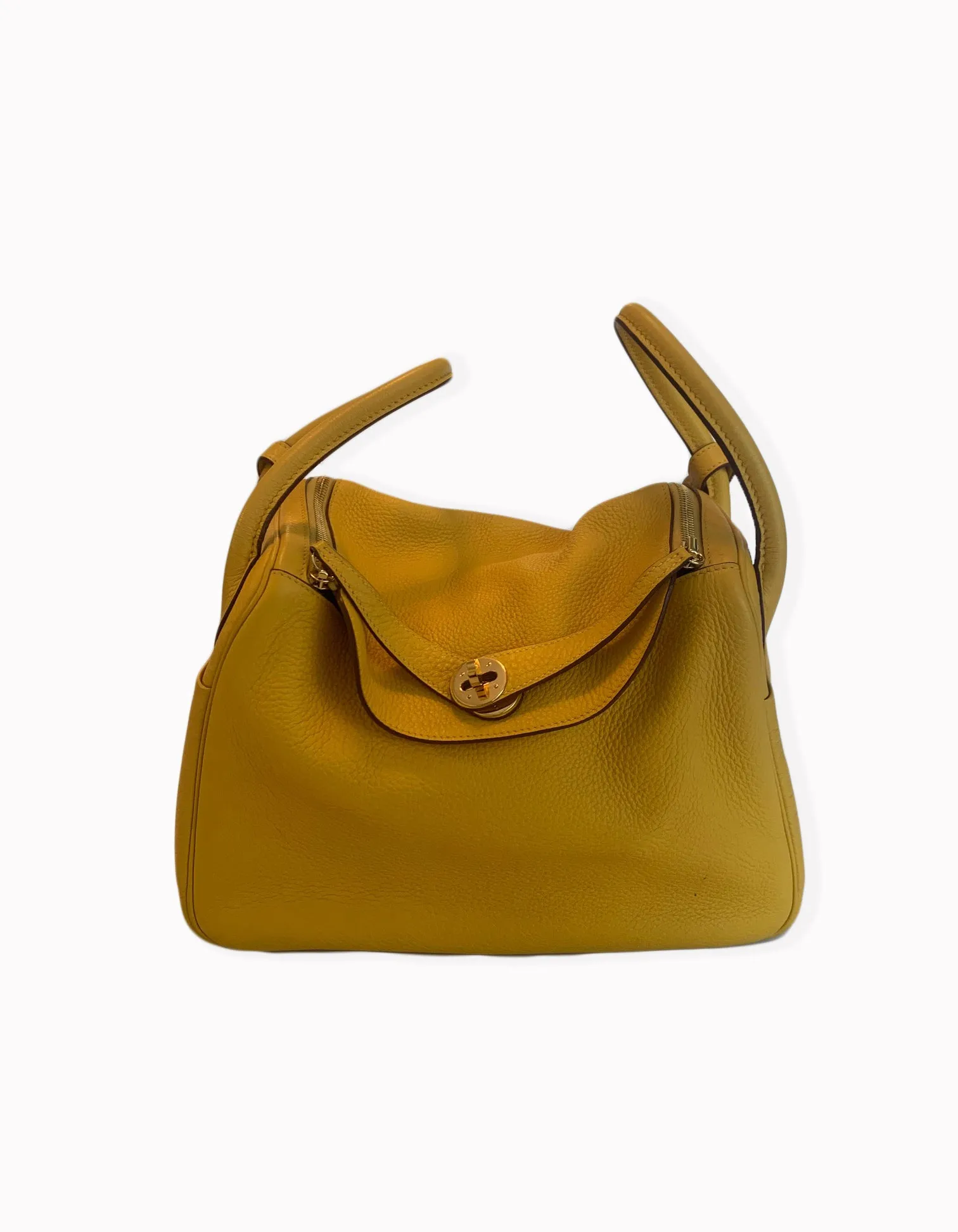Hermes Yellow Clemence Leather Lindy 30 Bag
