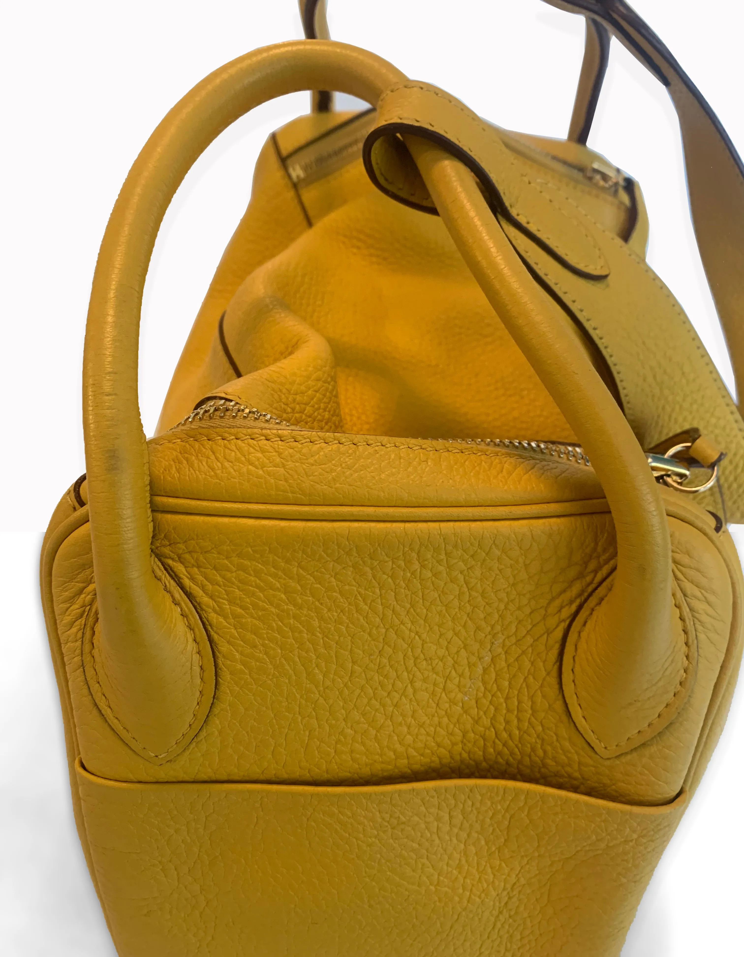 Hermes Yellow Clemence Leather Lindy 30 Bag
