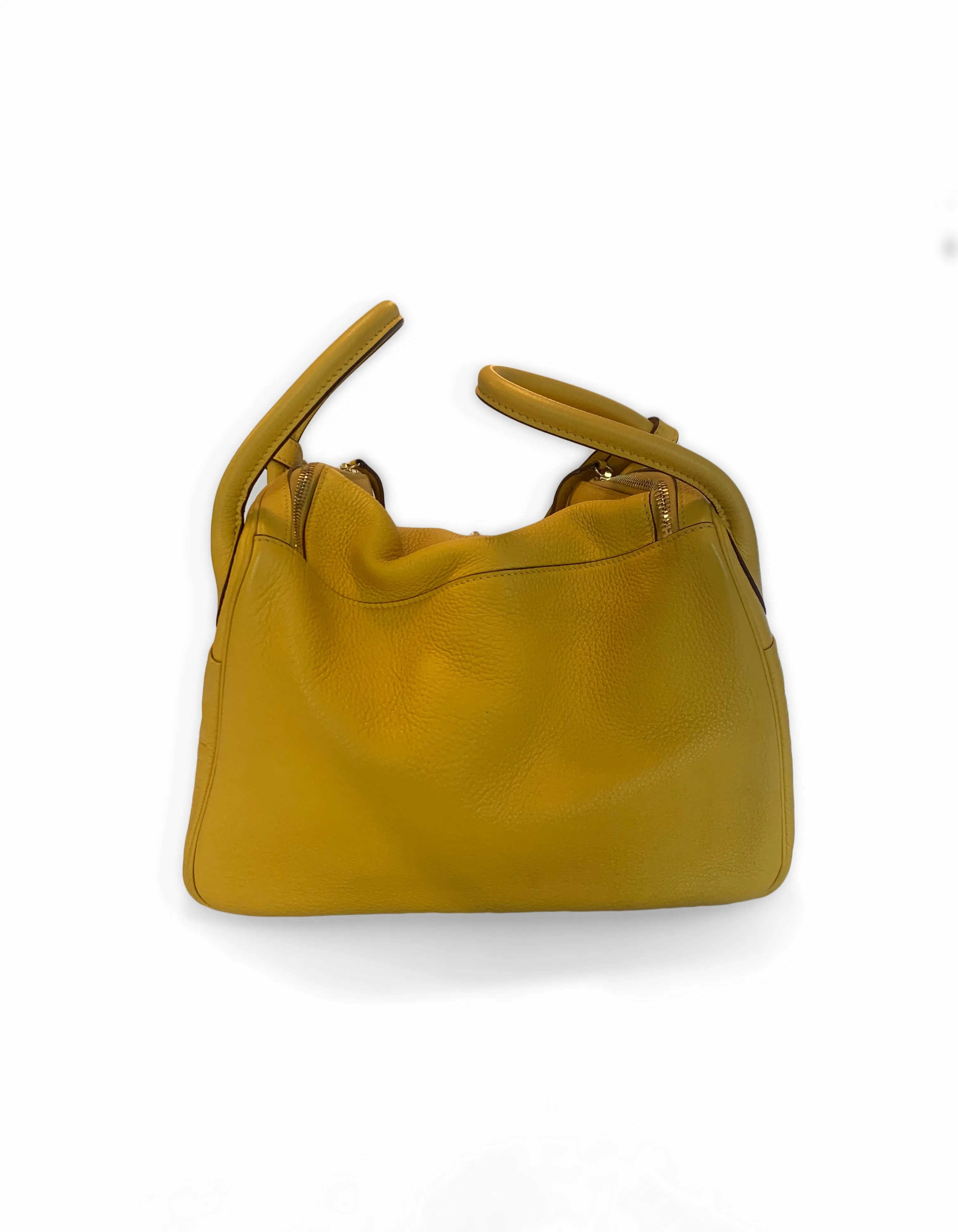 Hermes Yellow Clemence Leather Lindy 30 Bag