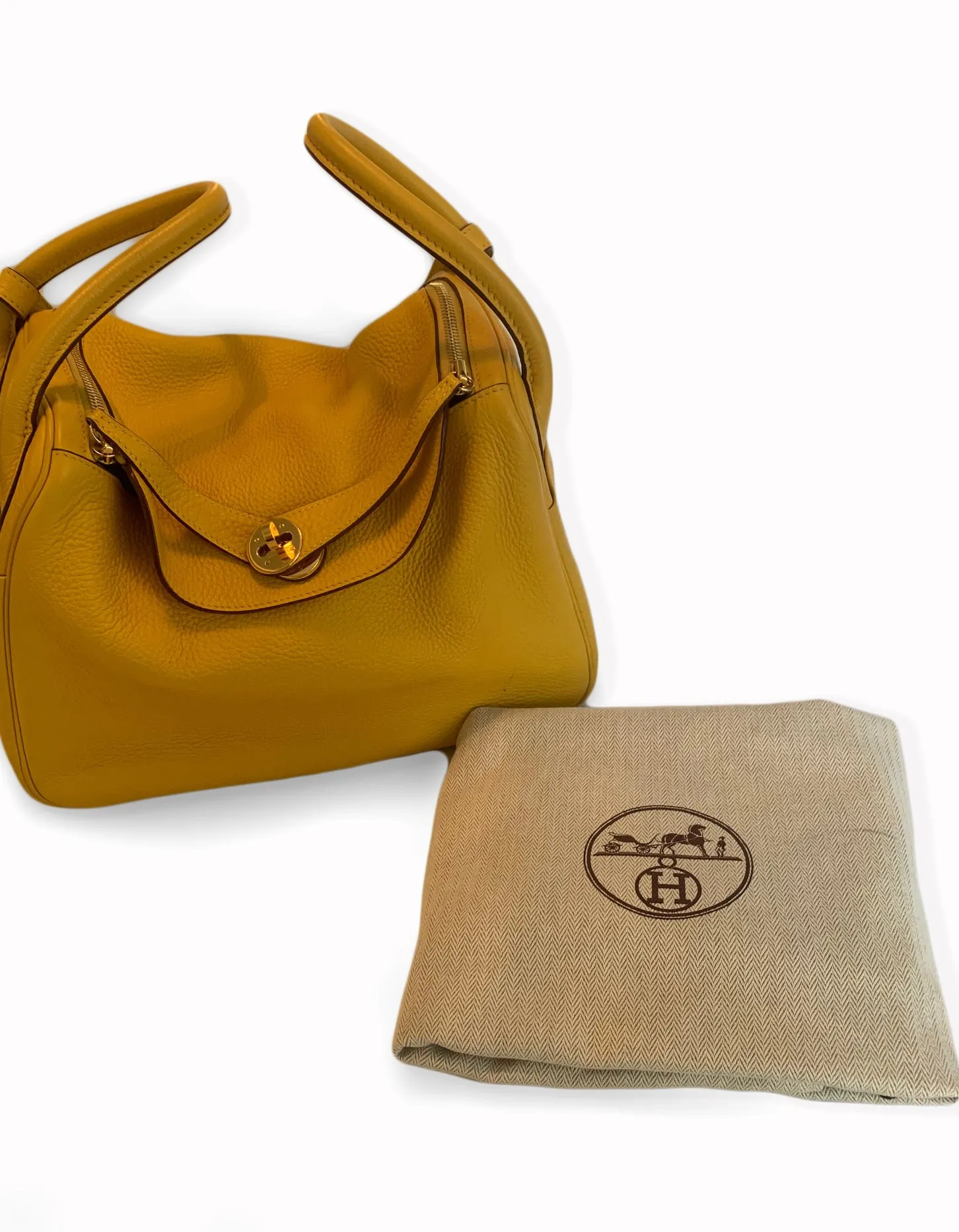 Hermes Yellow Clemence Leather Lindy 30 Bag