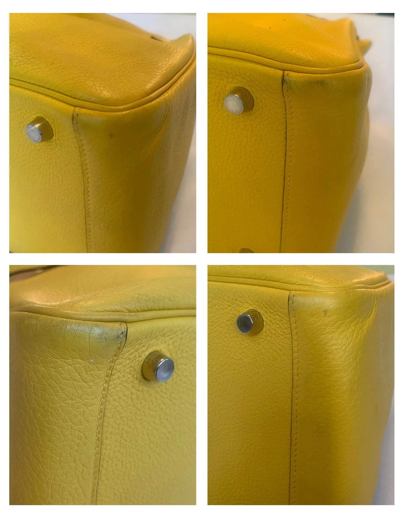 Hermes Yellow Clemence Leather Lindy 30 Bag