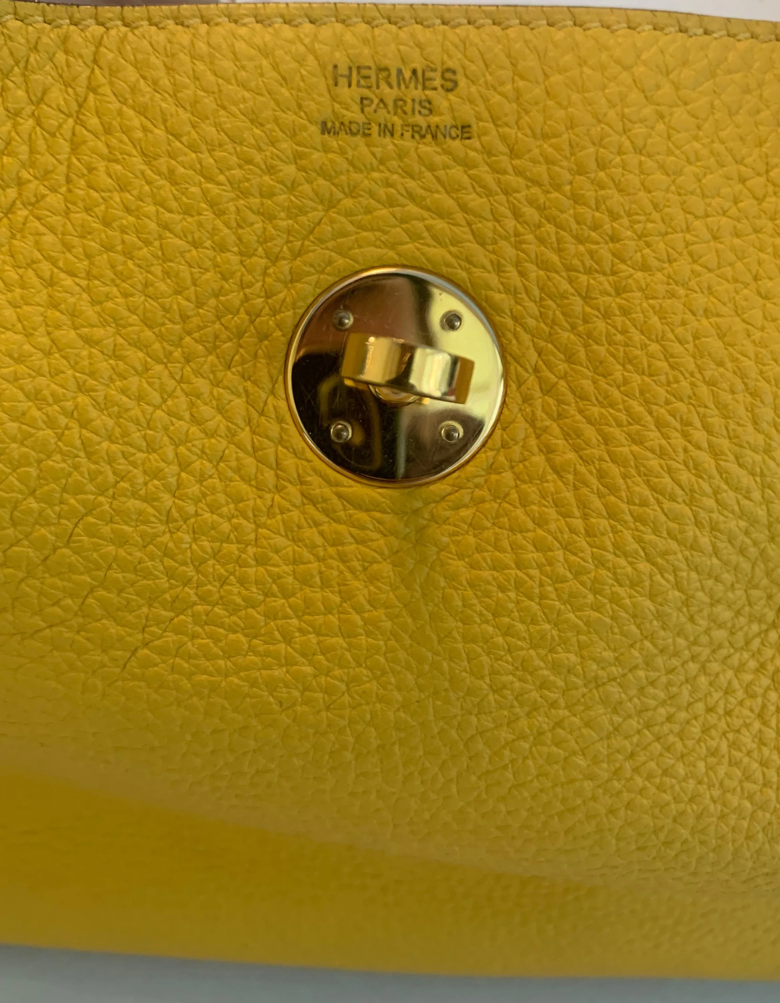 Hermes Yellow Clemence Leather Lindy 30 Bag