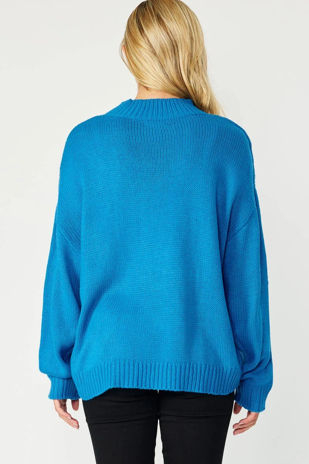 High Low Sweater | Cobalt