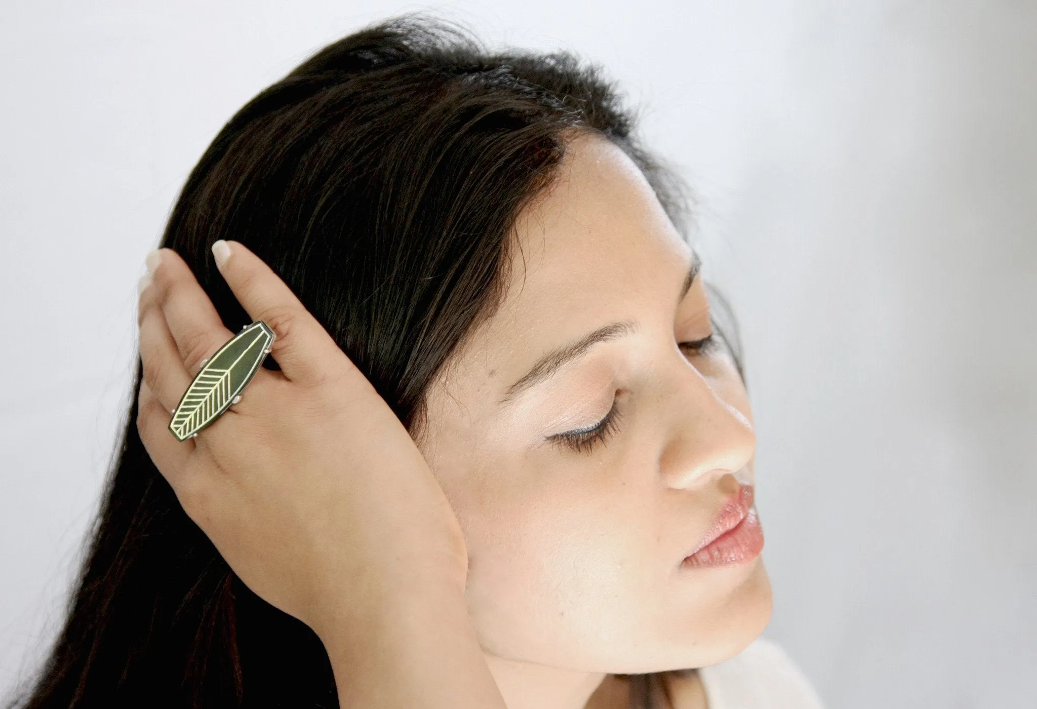 Horizontal Bidri statement ring