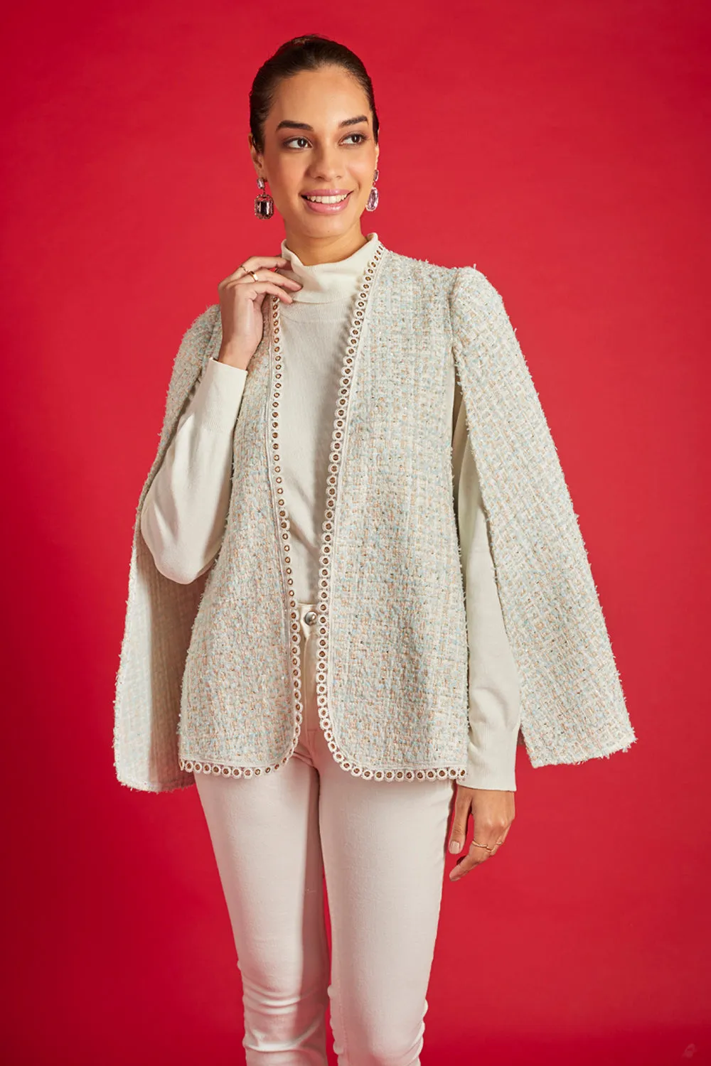 Ice Blue Statement Cape