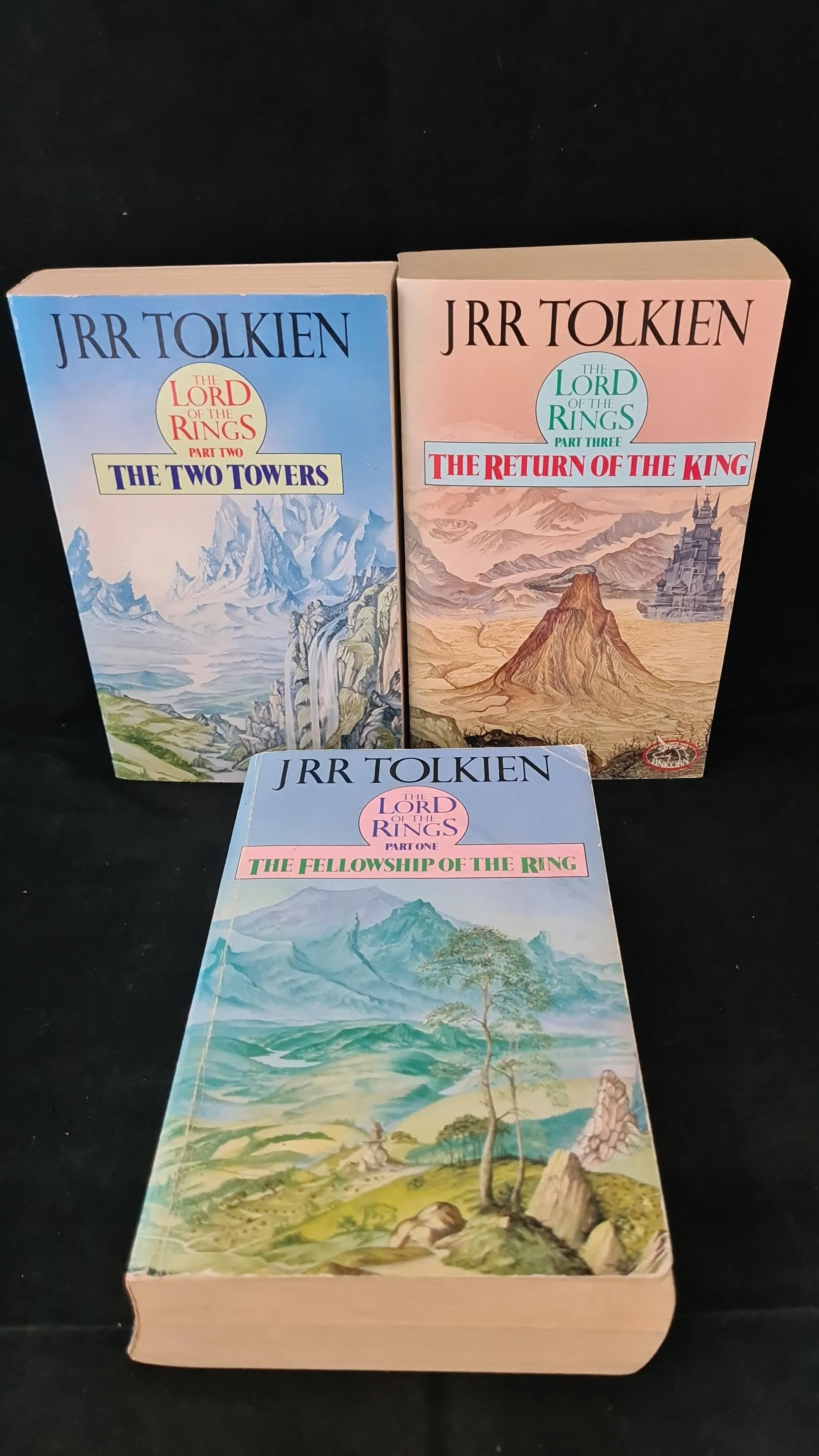 J R R Tolkien - The Fellowship of The Ring, Unwin Paperbacks Part 1, 2 & 3, 1989