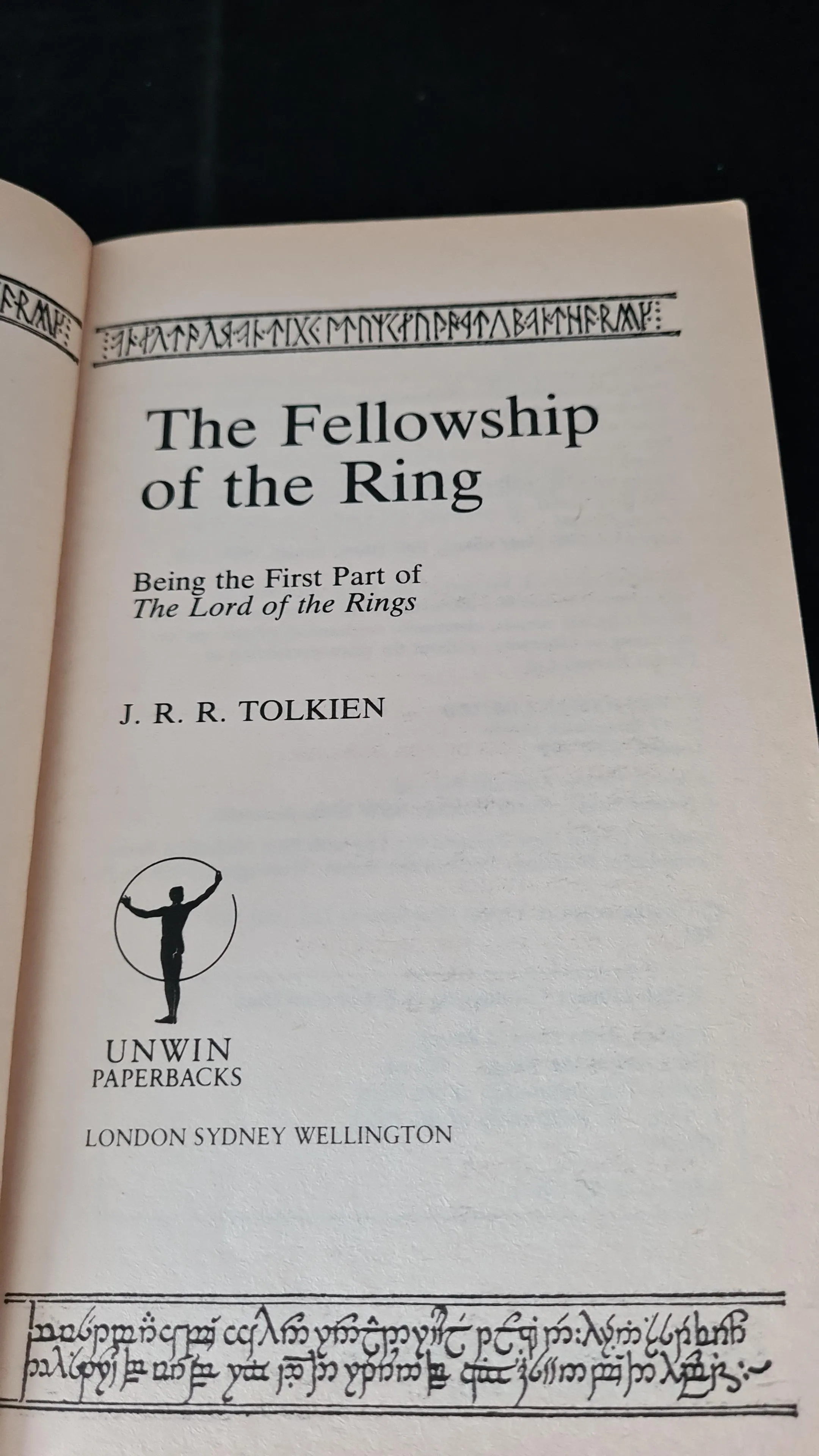 J R R Tolkien - The Fellowship of The Ring, Unwin Paperbacks Part 1, 2 & 3, 1989