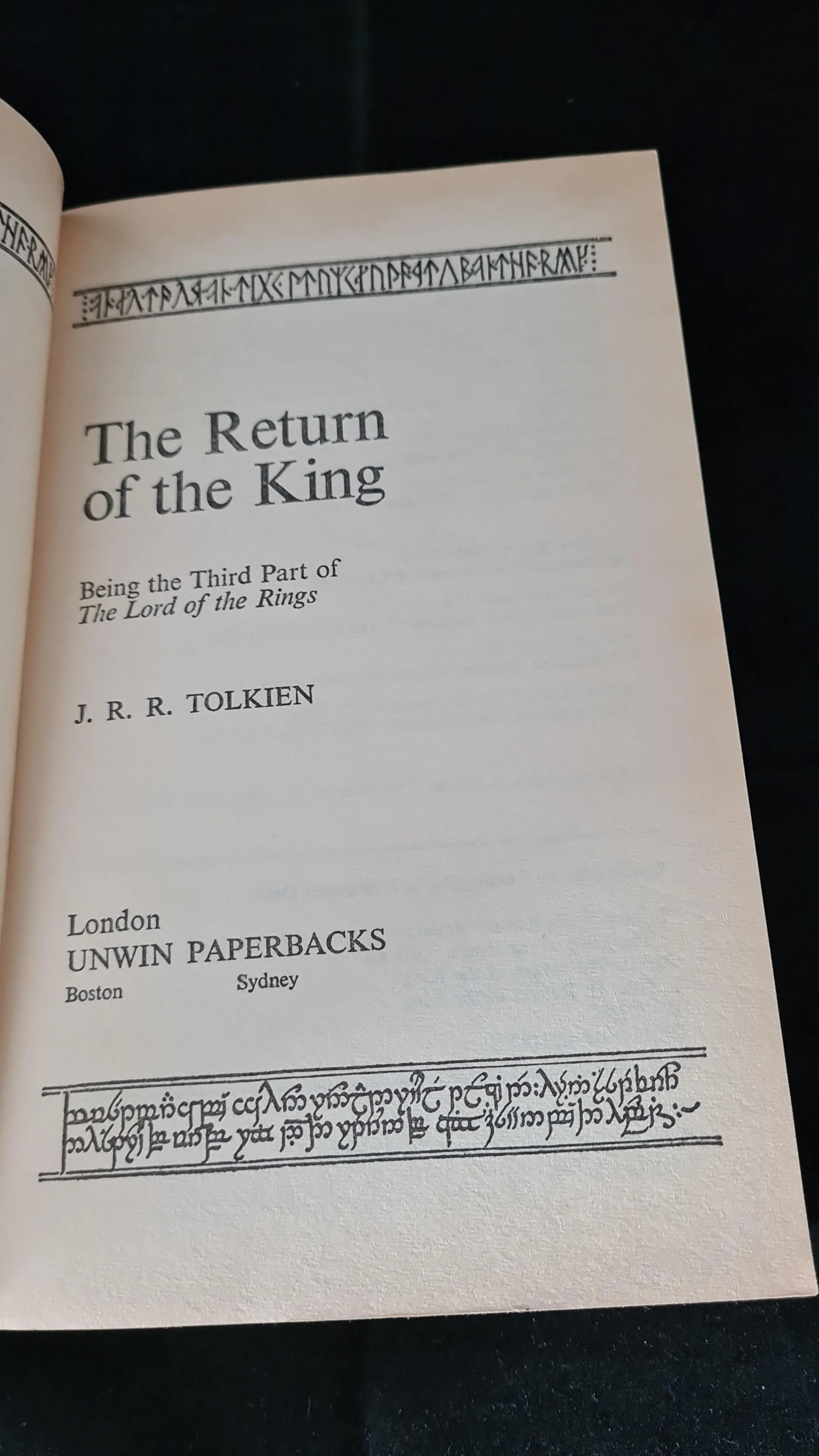 J R R Tolkien - The Fellowship of The Ring, Unwin Paperbacks Part 1, 2 & 3, 1989
