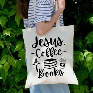 Jesus, Coffee, Books - Tote Bag
