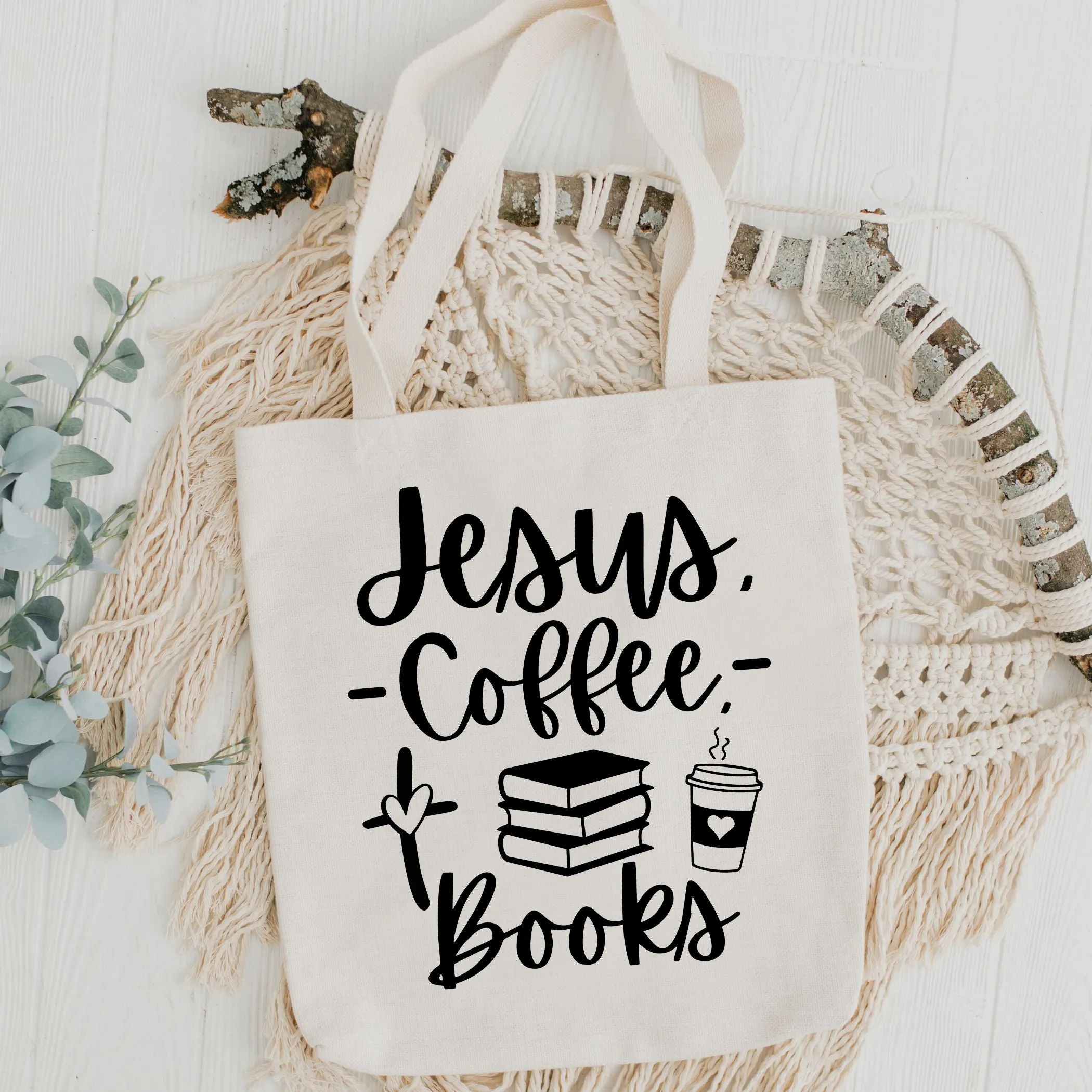 Jesus, Coffee, Books - Tote Bag