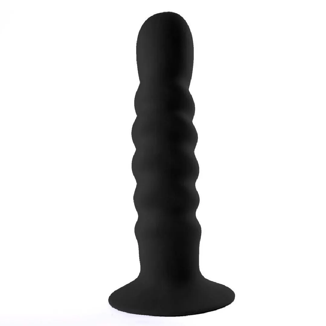 Kendall Firm Silicone 8 Inch Ribbed Dildo - Black