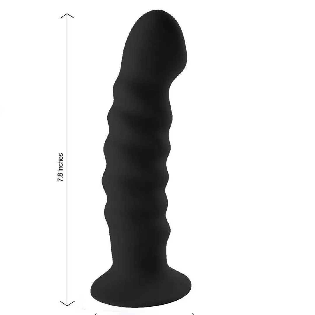 Kendall Firm Silicone 8 Inch Ribbed Dildo - Black