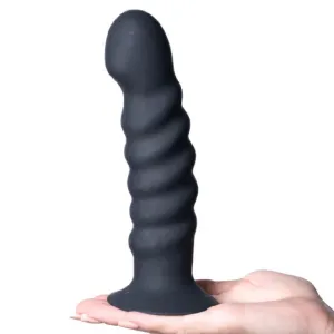 Kendall Firm Silicone 8 Inch Ribbed Dildo - Black