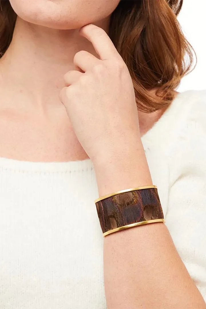 KNOCK OUT WIDE CUFF FEATHER BRACELET