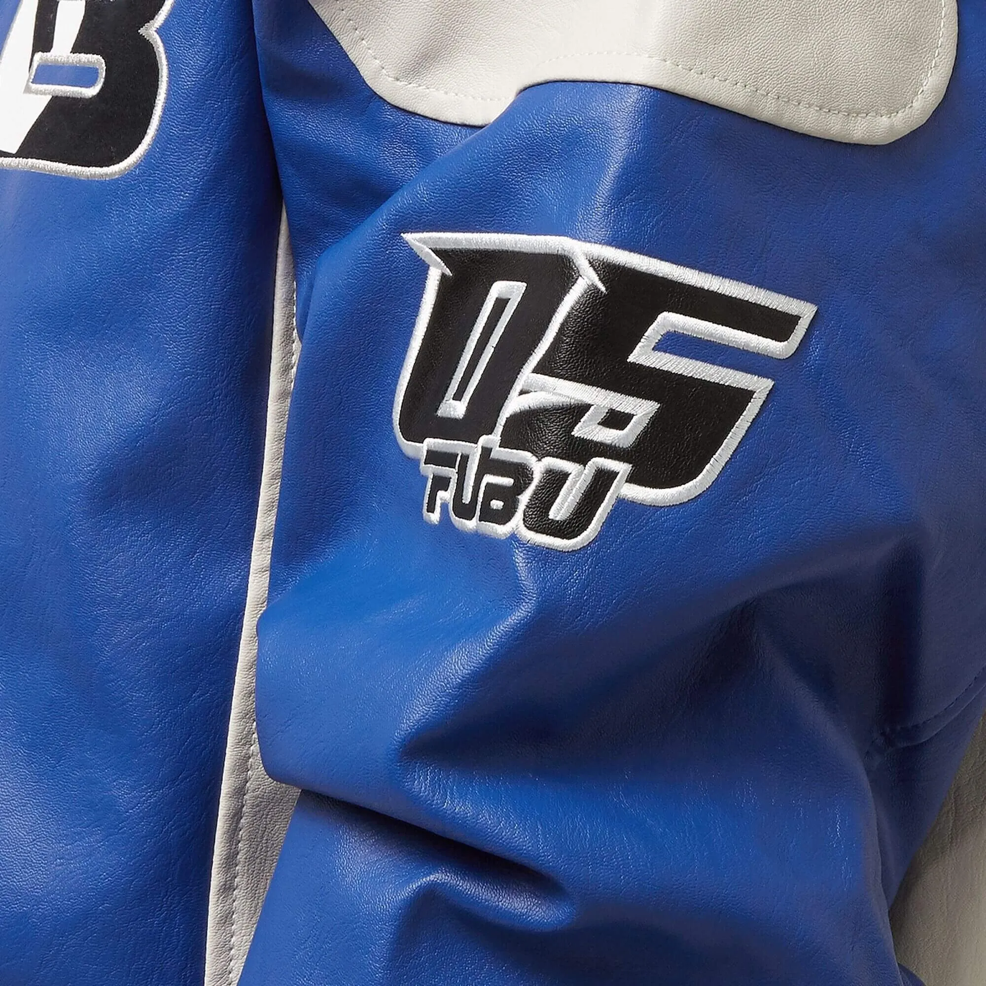 Kožená bunda FUBU Corporate Leather Jacket modrá