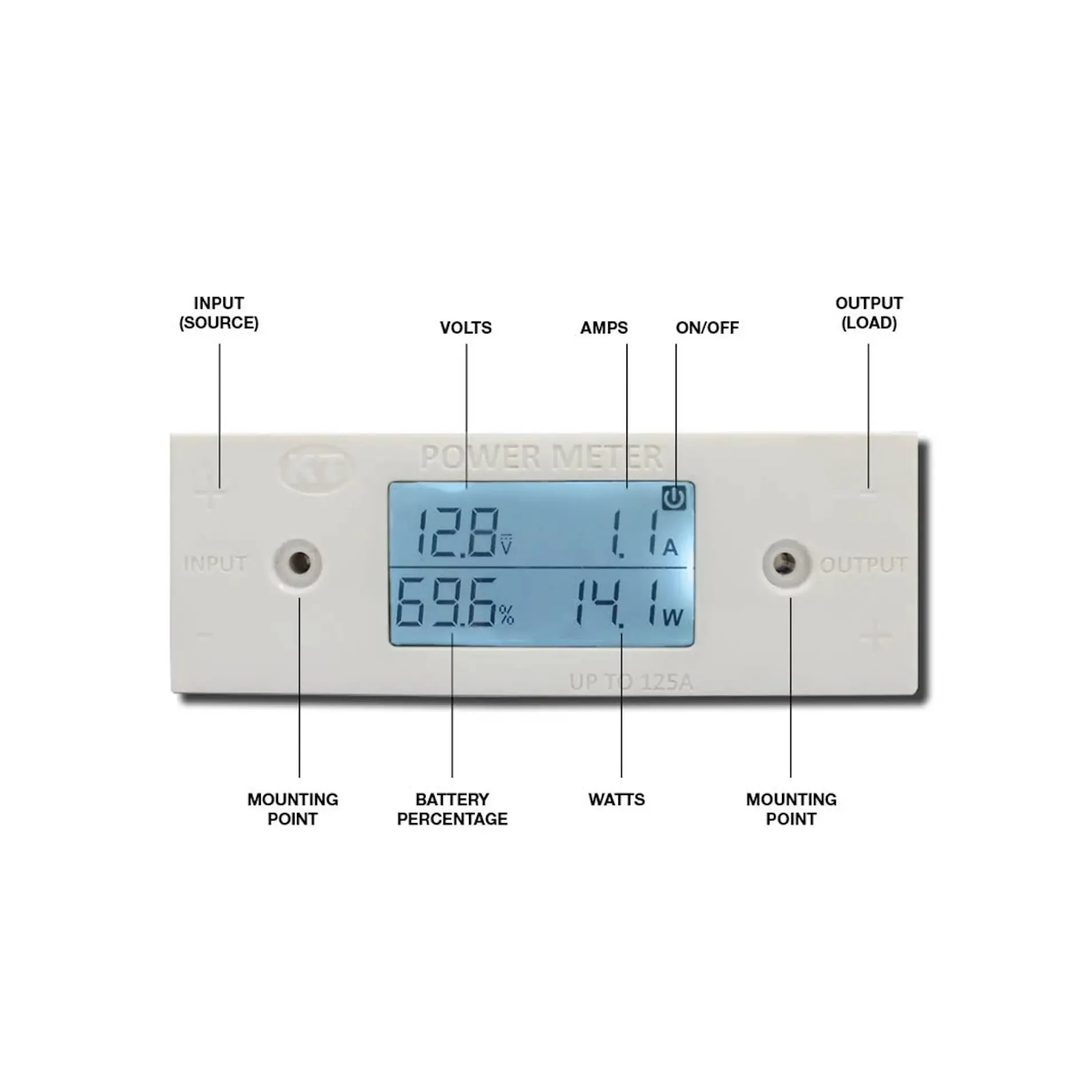 Kt Power Meter volts amps Watts Batt Percentage