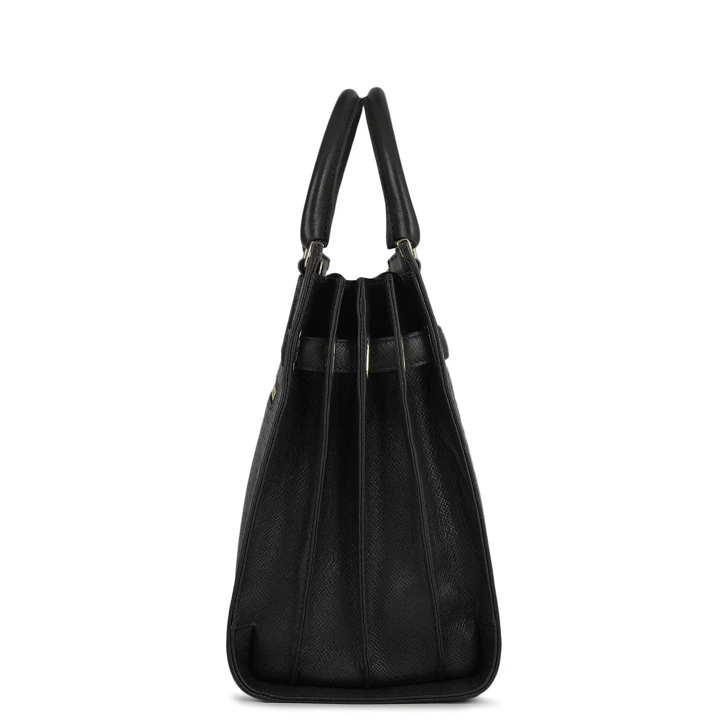 Large Croco Franzy Leather Satchel - Black
